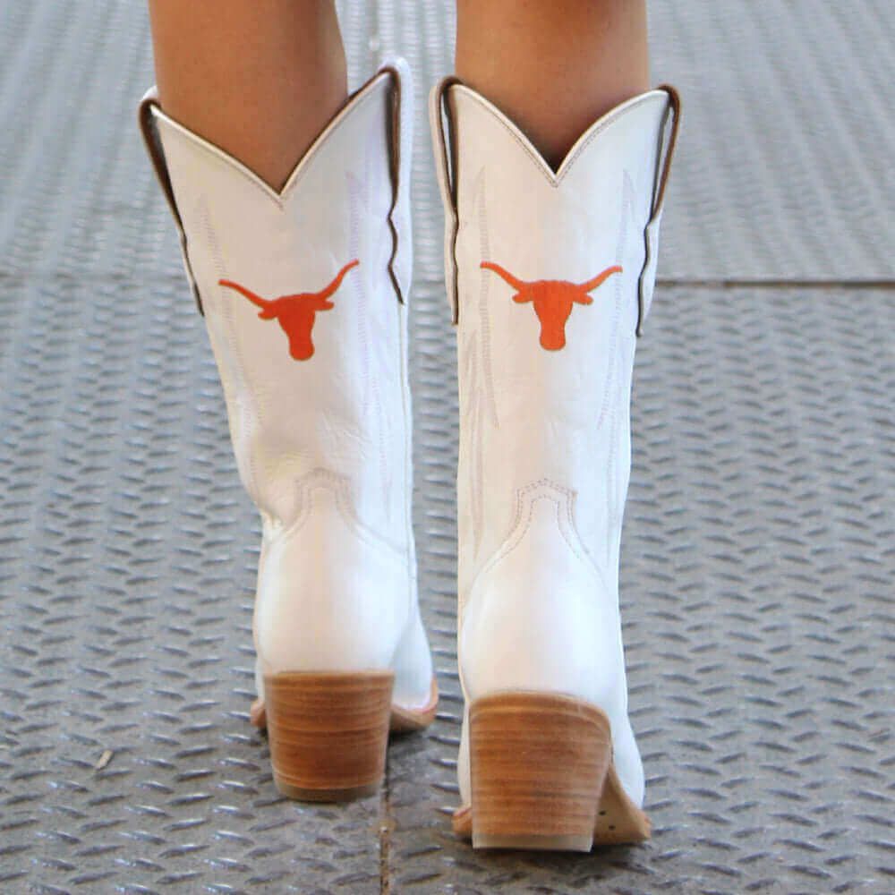 Women's University of Texas White Cowgirl Boots Leighton by Vaccari University