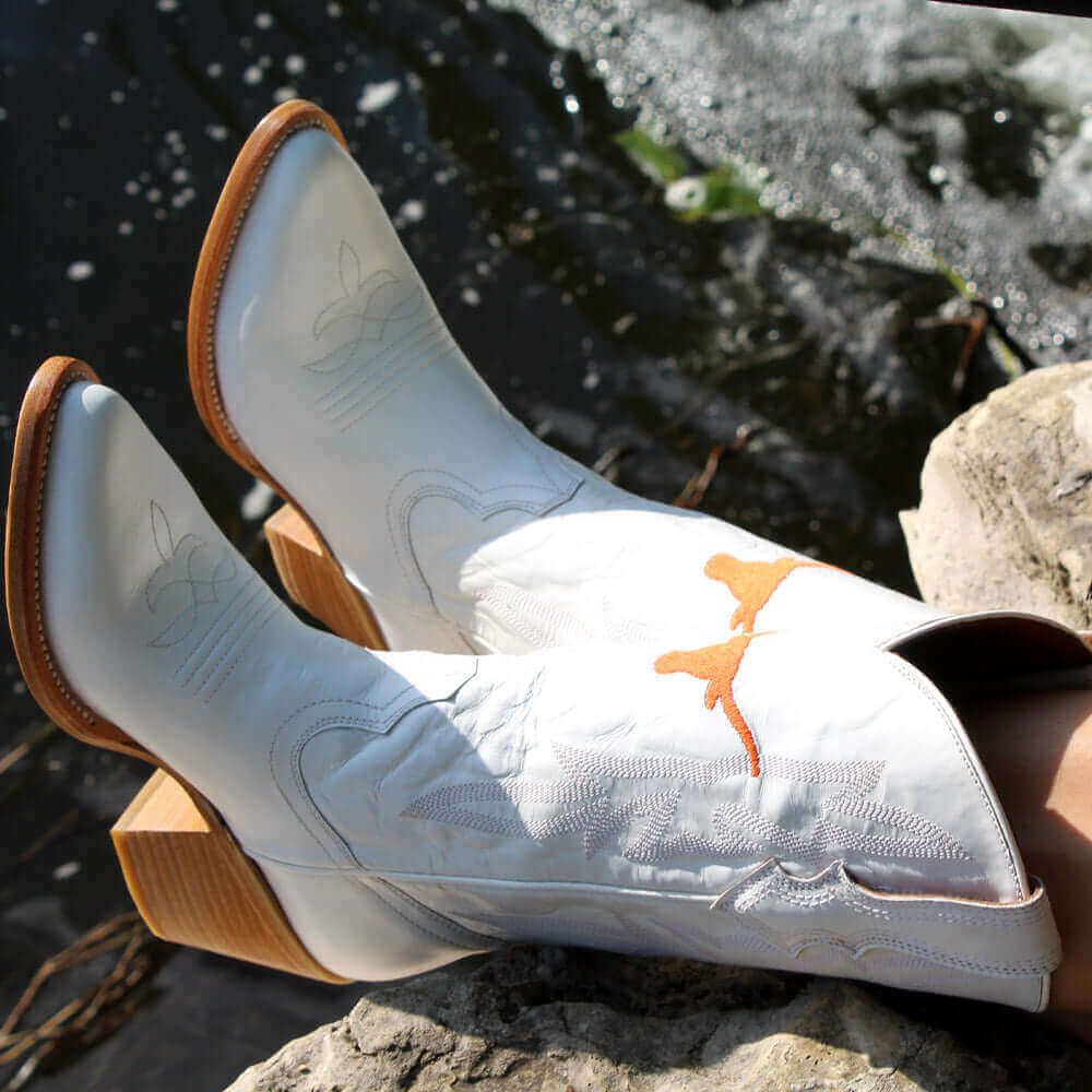 Women's University of Texas White Cowgirl Boots Leighton by Vaccari University