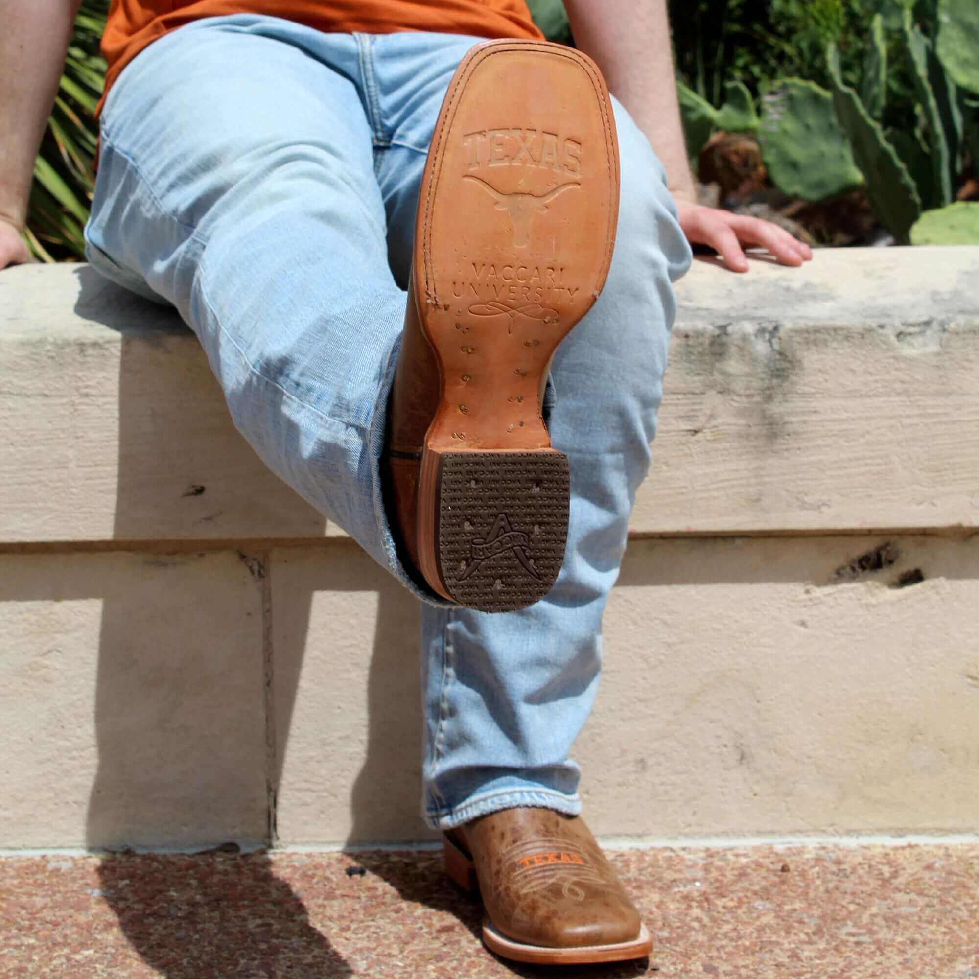Men's University of Texas Brown Cowboy Boots Luke by Vaccari University