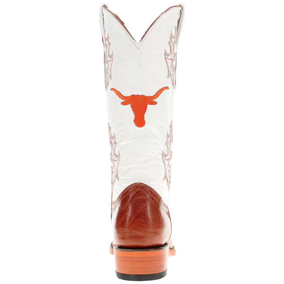 Men's University of Texas Longhorns Cognac Smooth Ostrich Cowboy Boots Brooks by Vaccari