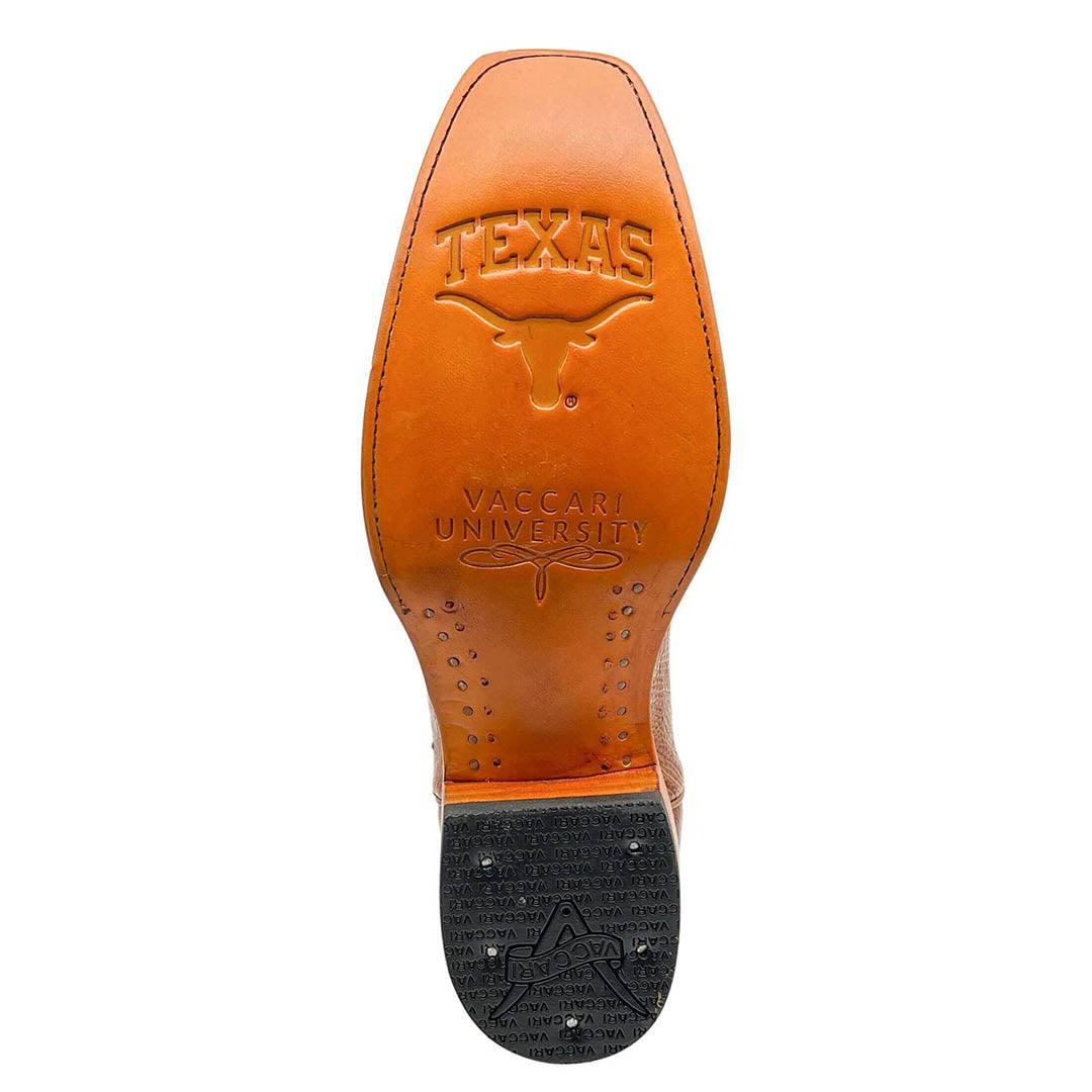 Men's University of Texas Longhorns Cognac Smooth Ostrich Cowboy Boots Brooks by Vaccari