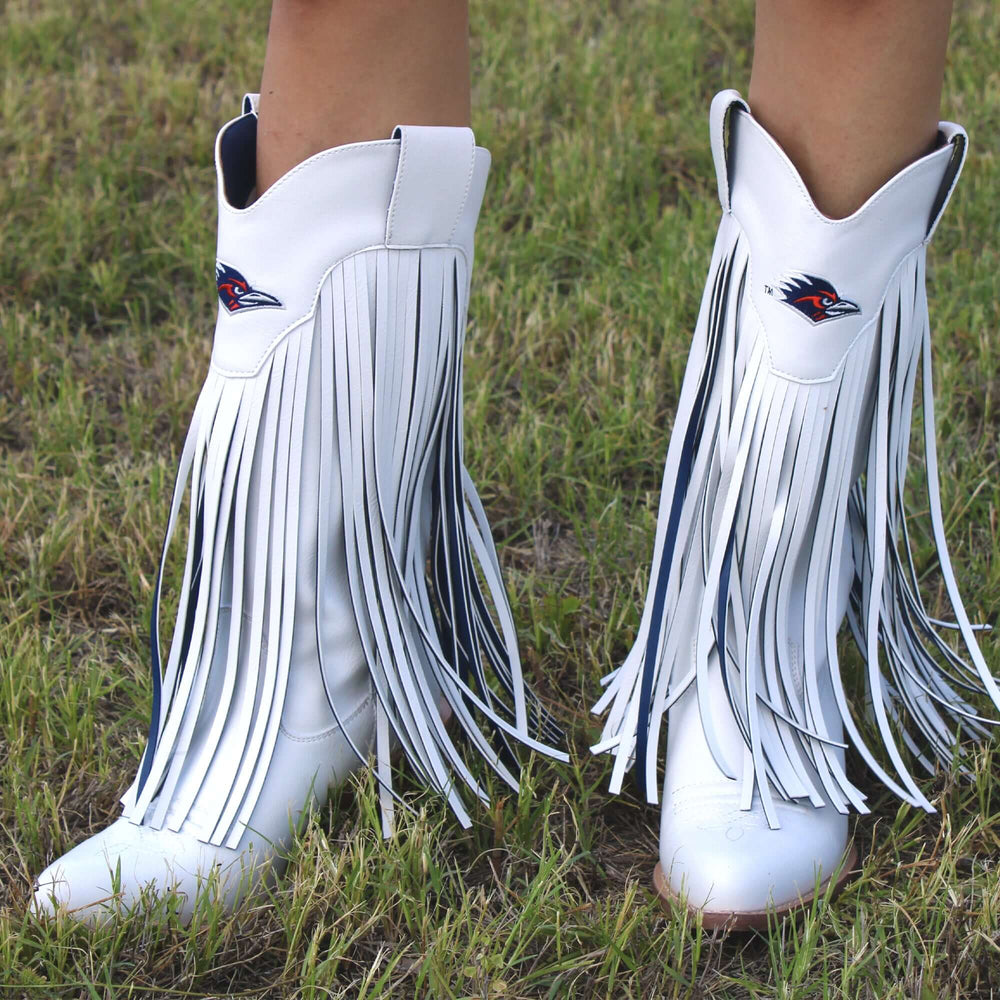 University of Texas at San Antonio Kacey White Fringe Boot By V By Vaccari