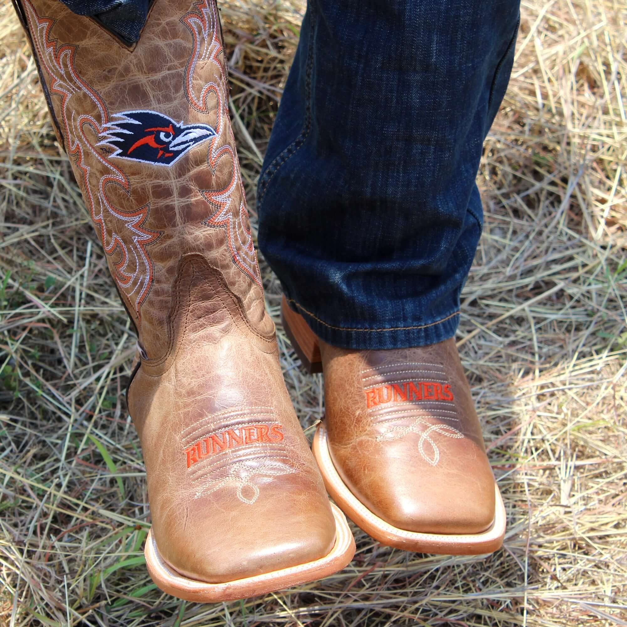 Men's University of Texas at San Antonio Tan Sqaure Toe Cowboy Boots by Vaccari