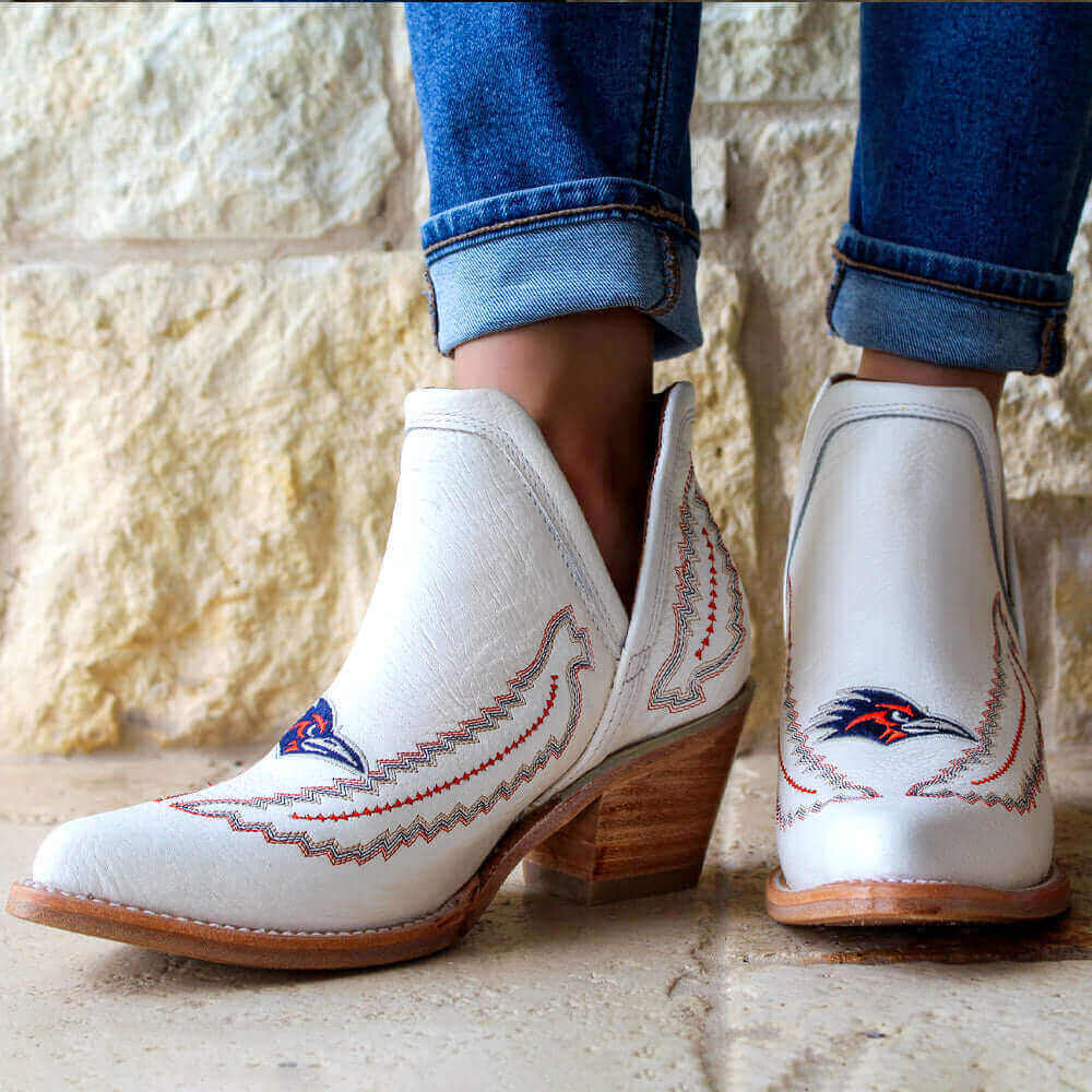 Women's UTSA White Cowgirl Booties Natlaie by Vaccari University