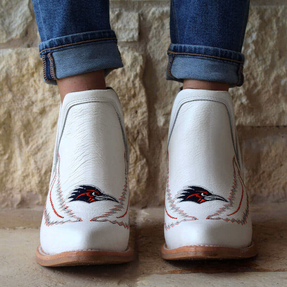 Women's UTSA White Cowgirl Booties Natlaie by Vaccari University