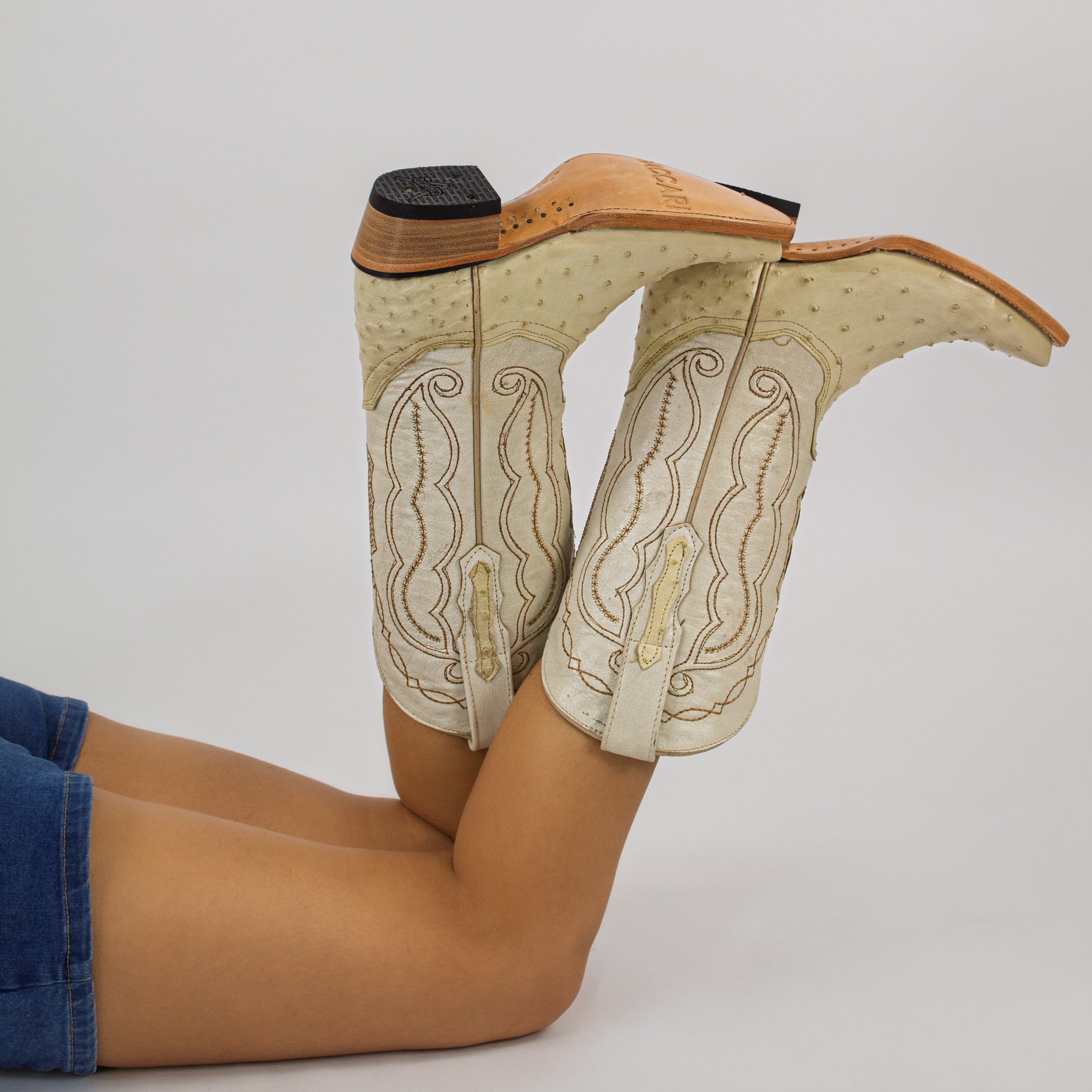 Women's White Ostirch Cowgirl Boots Victoria by Vaccari Core