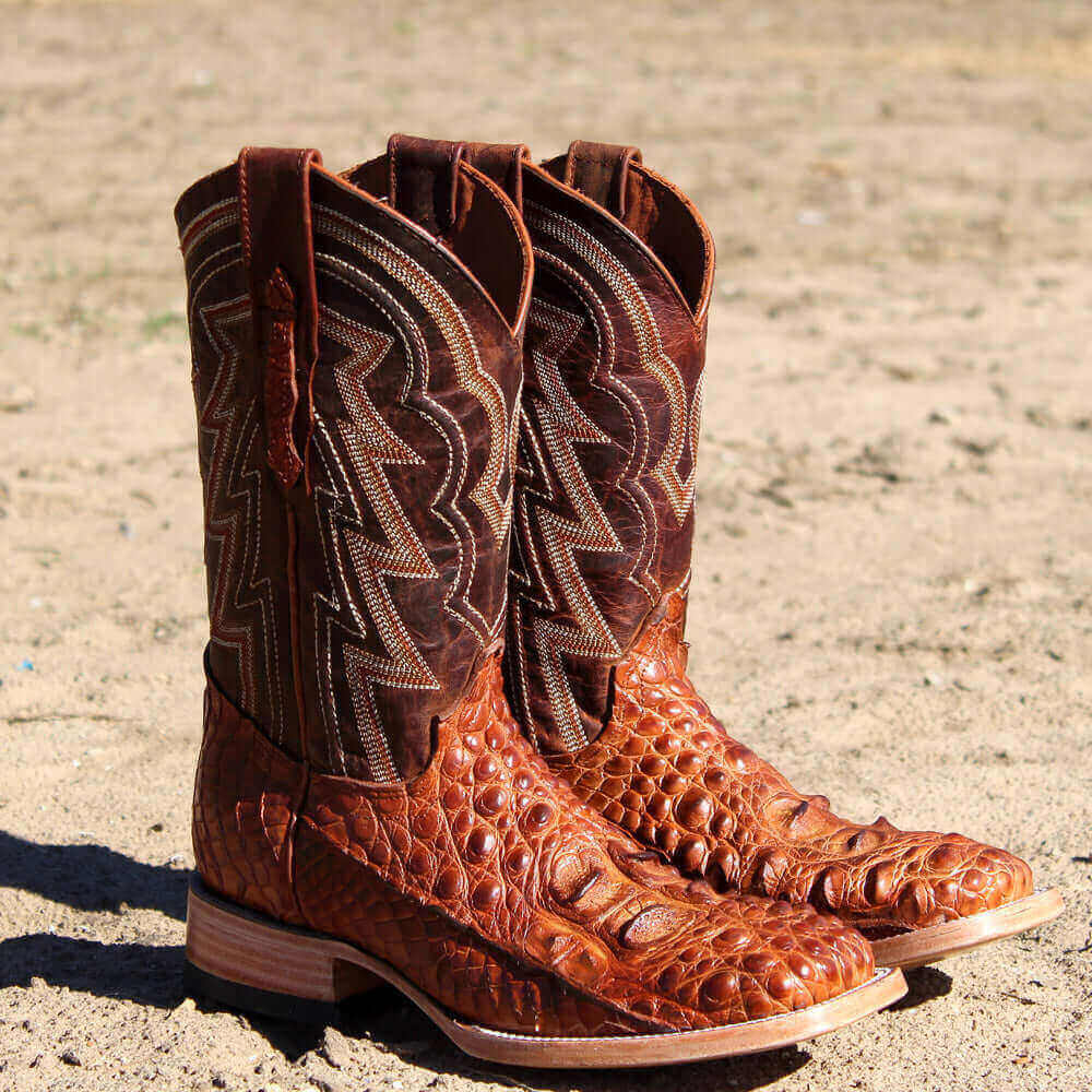 Men's Cognac American Alligator Cowboy Boots Zander by Vaccari Core