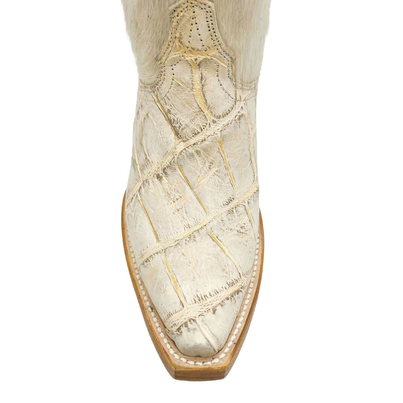 Women's Off White American Alligator Snip Toe Cowgirl Boots by Vaccari