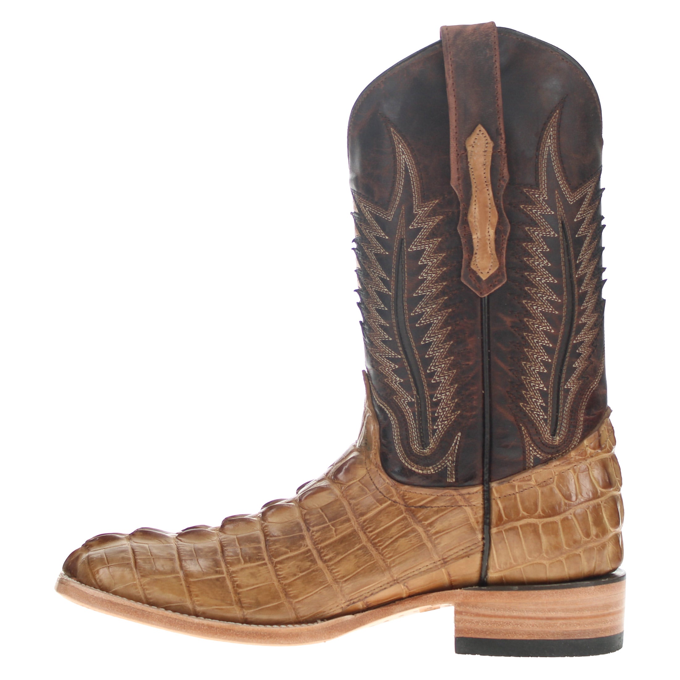 Men's Tan Hornback American Alligator Paxton  Square Toe Vaccari Boots