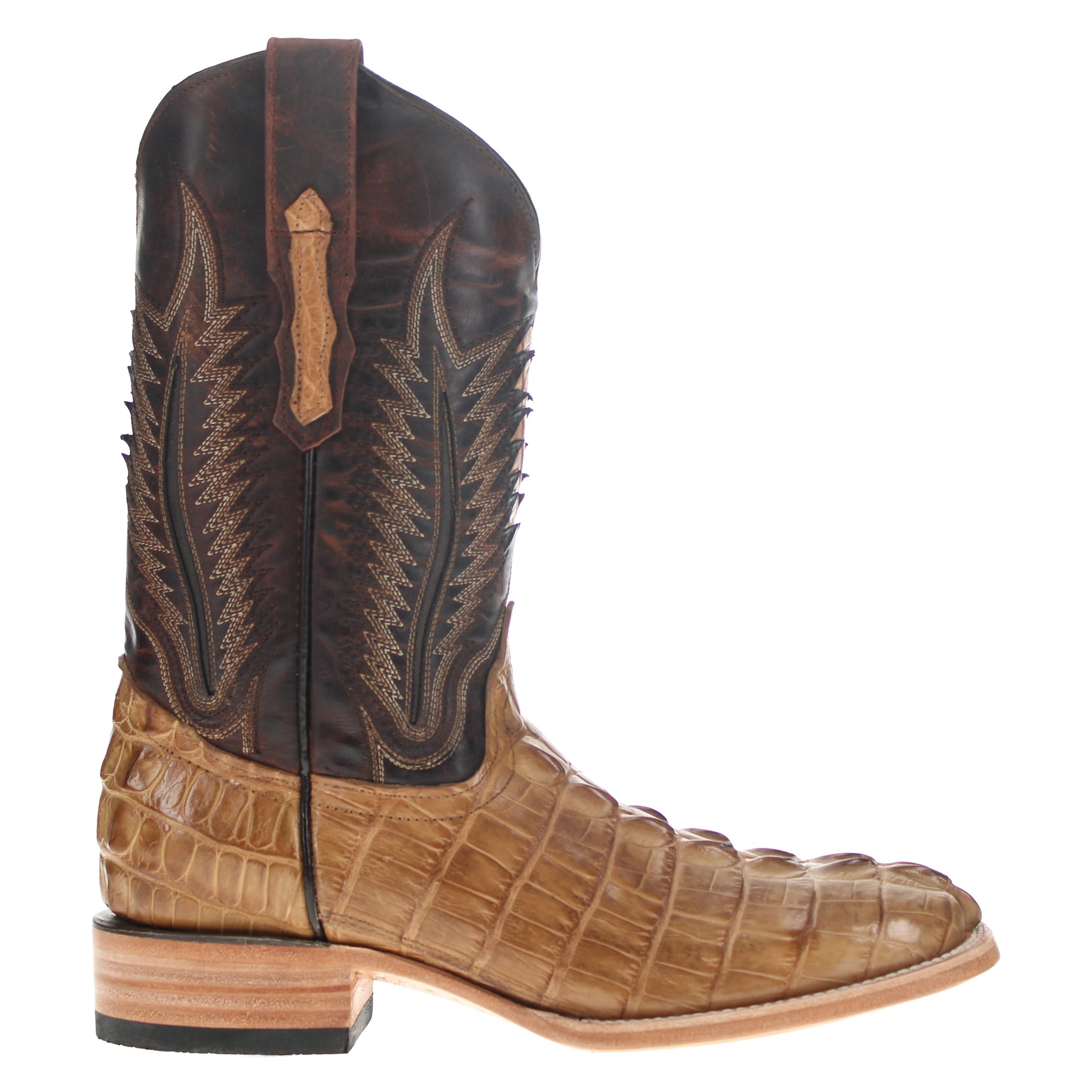 Men's Tan Hornback American Alligator Paxton  Square Toe Vaccari Boots