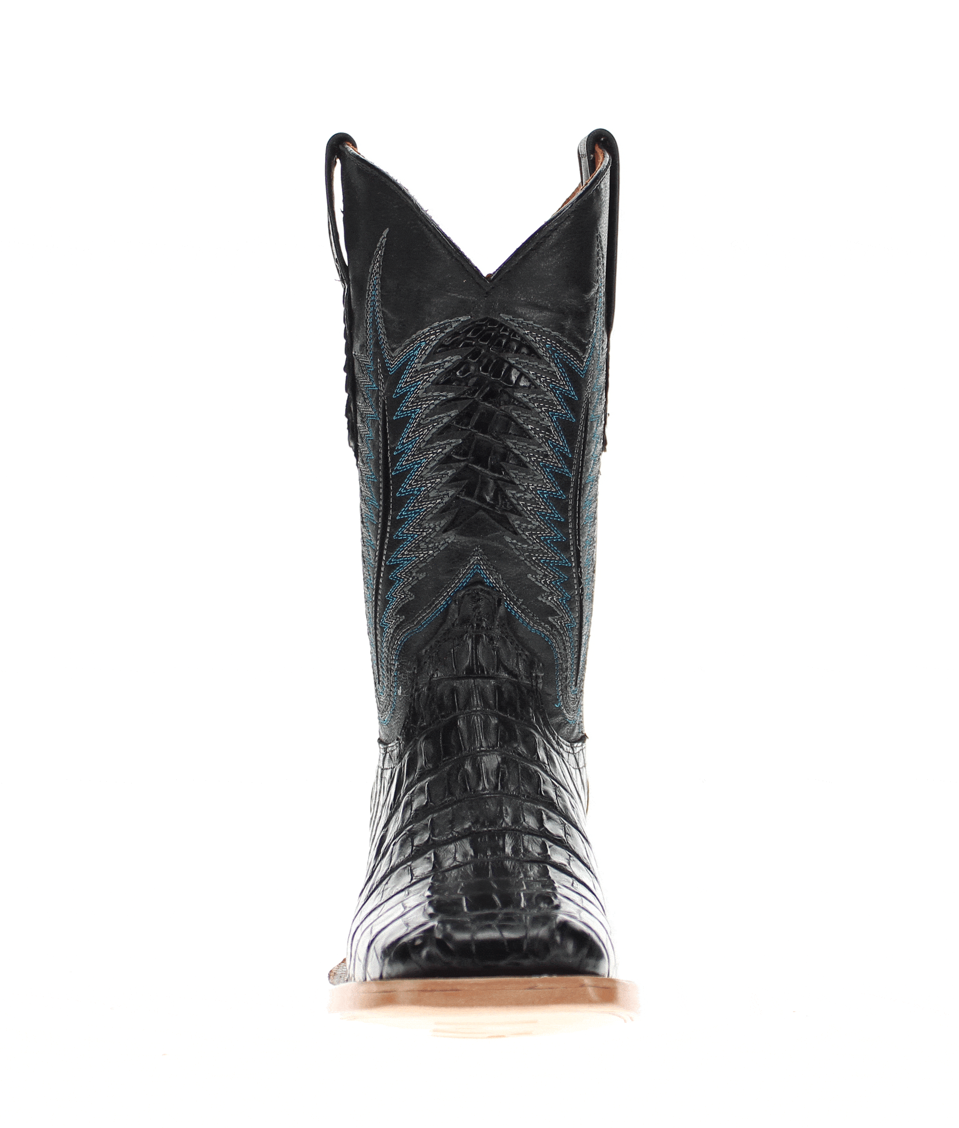 Men's Black Hornback Alligator Square Toe Vaccari Boots