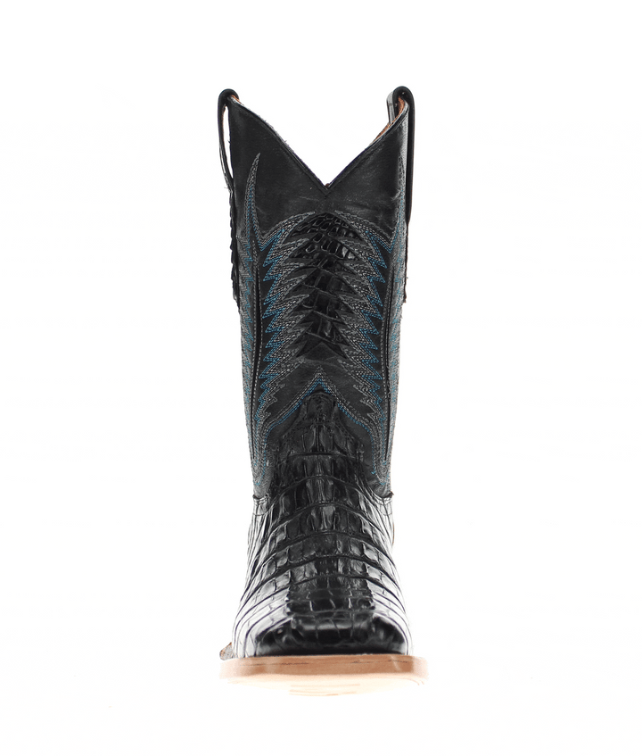 Men's Black Hornback Alligator Square Toe Vaccari Boots