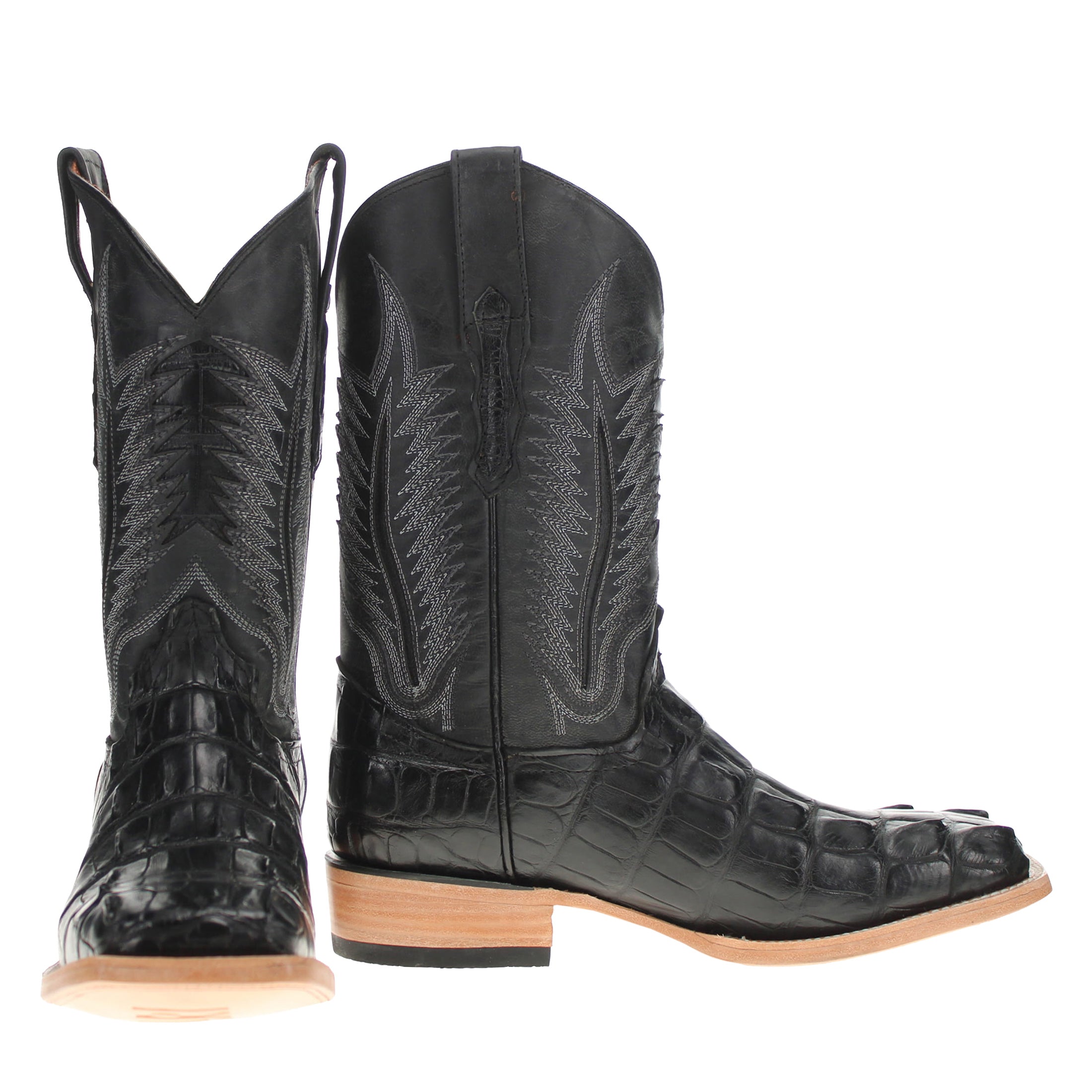 Men's Black American Alligator Hornback Tail Cowboy Boots Paxton by Vaccari