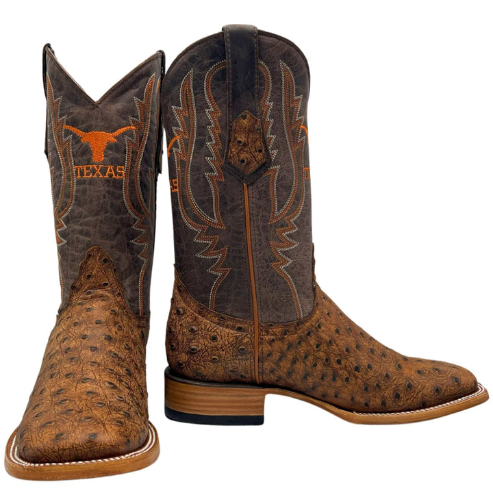 men's university of texas longhorns cowboy boots cognac ostrich print Cooper square toe