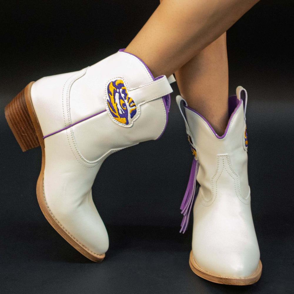 Women's LSU Bone Fringe Bootie Lucy By V By Vaccari