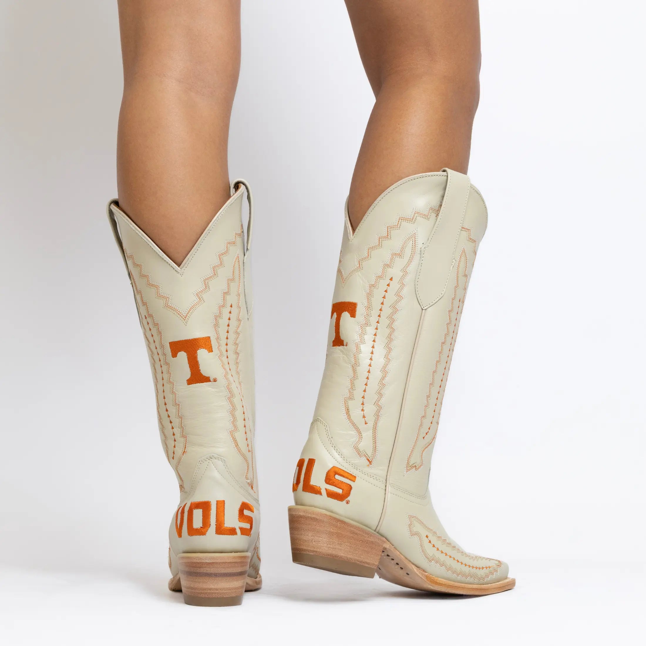 Women's University of Tennessee Cowgirl Boots Bone Leather Snip Toe Boots by Vaccari