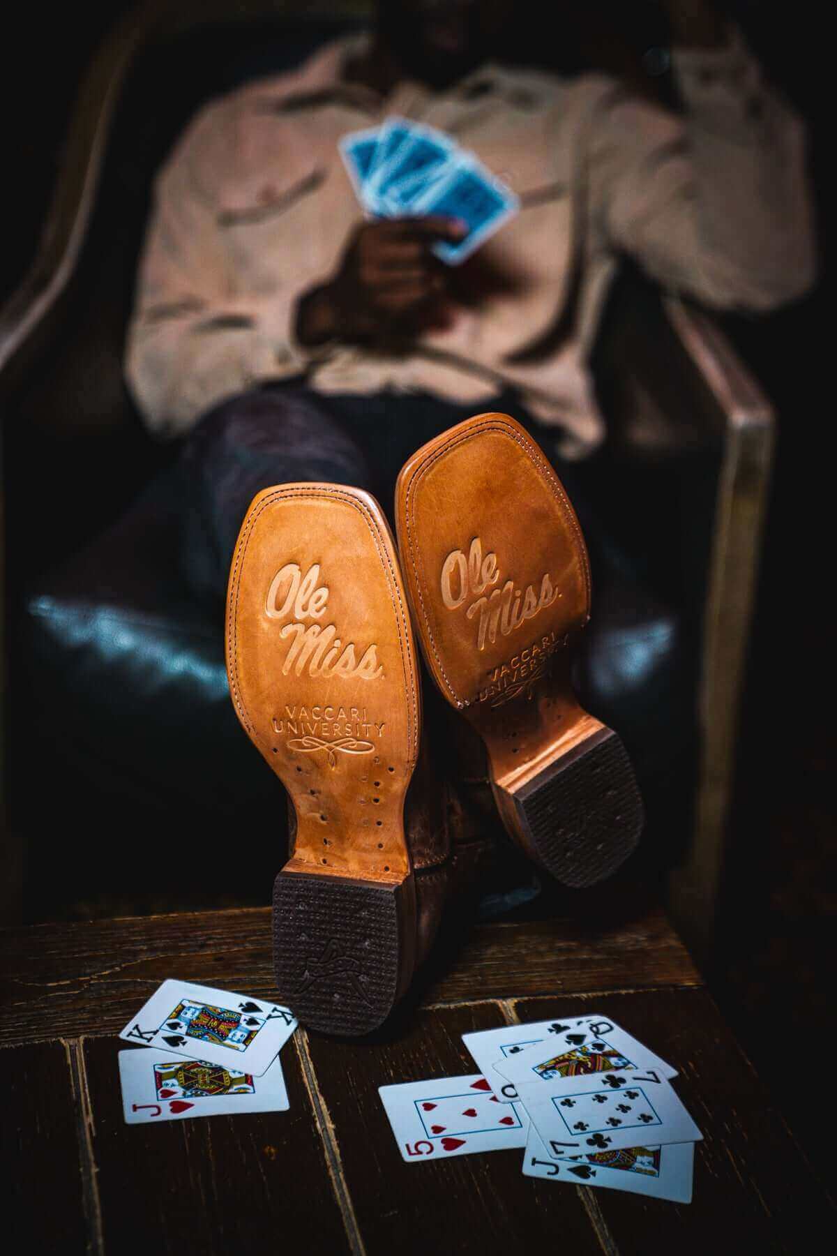 Men's University of Mississippi Tan Cowboy Boots Luke by Vaccari University