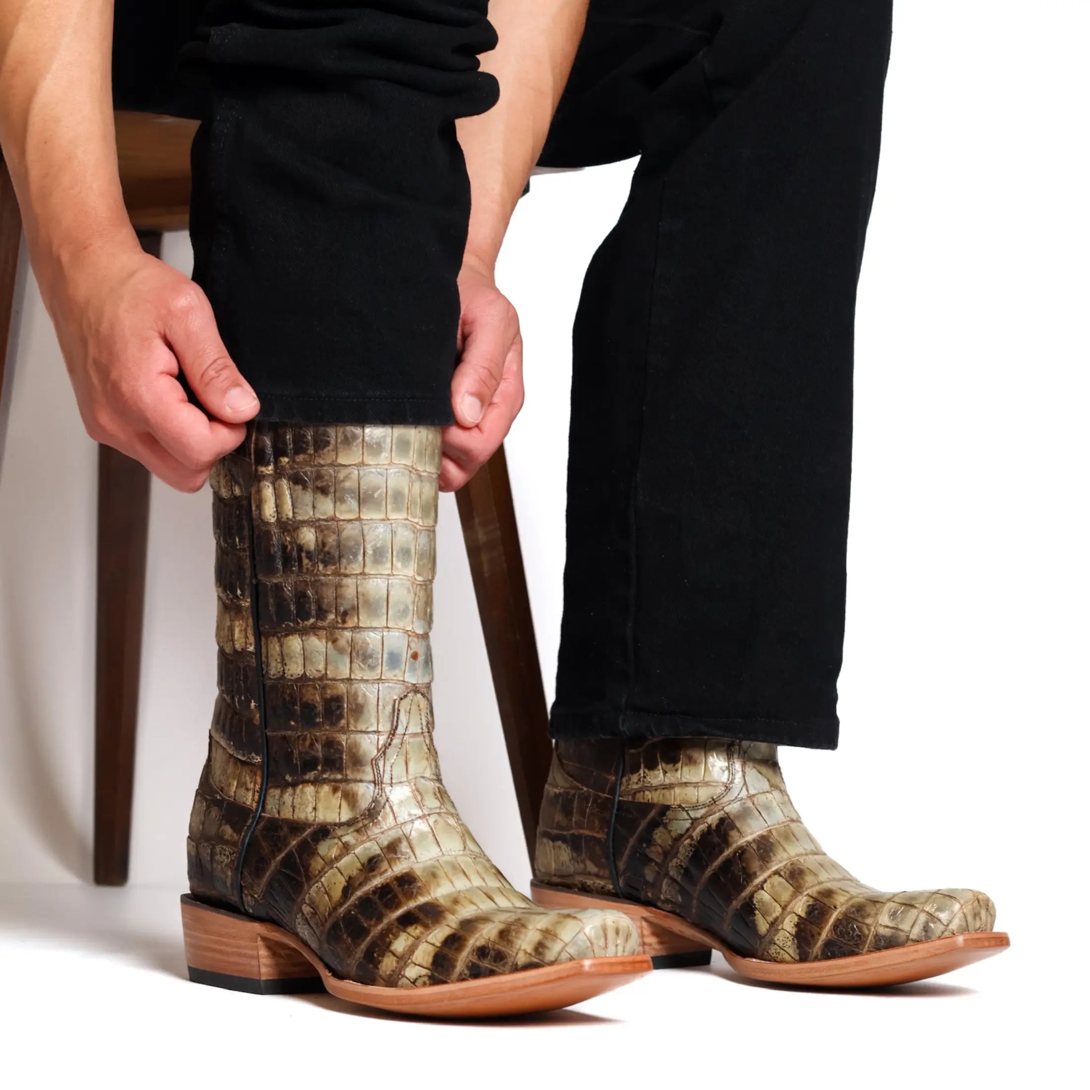 Men's Full Natural Alligator Belly Cowboy Boots Duke by Vaccari Core