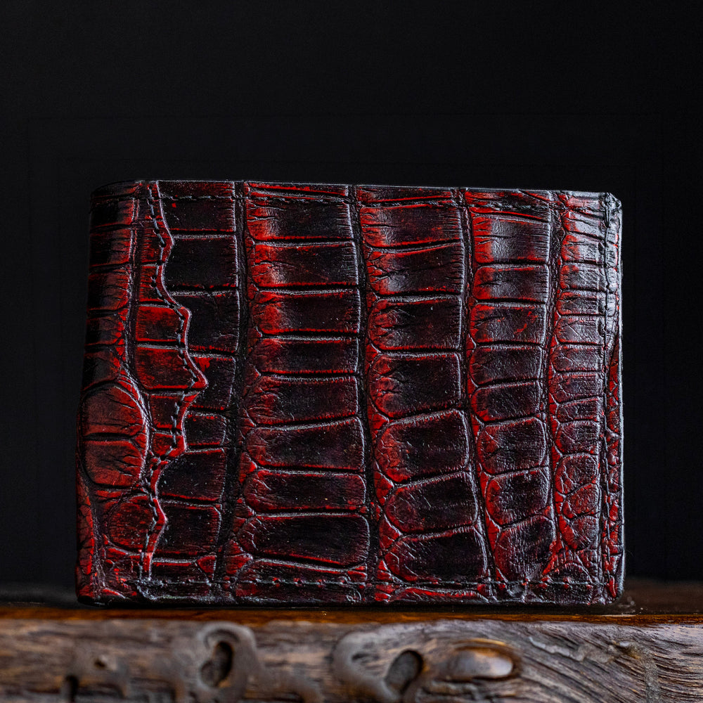 Black Cherry American Alligator Billfold Wallet