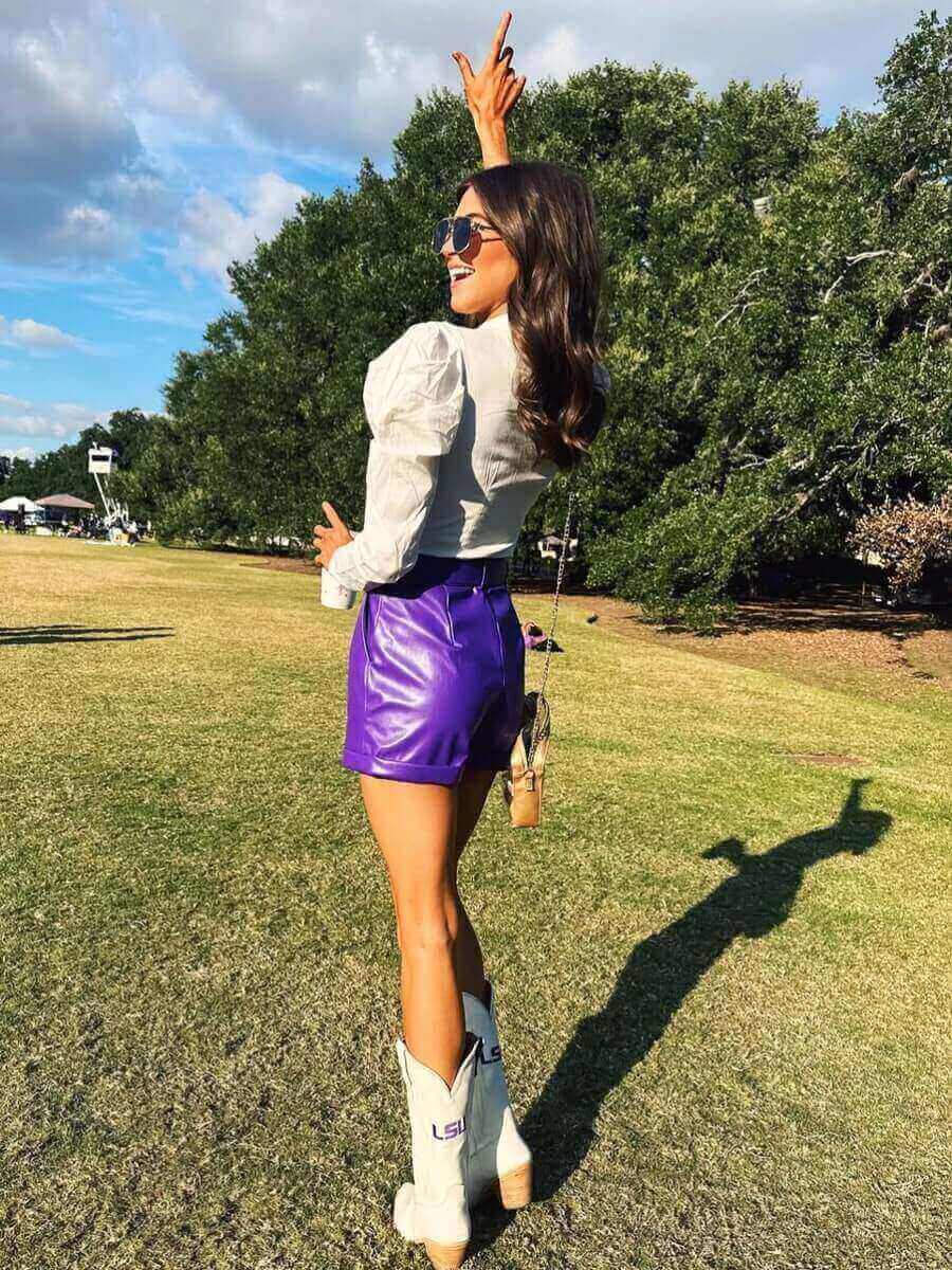 Women's LSU White Cowgirl Boots Leighton by Vaccari University