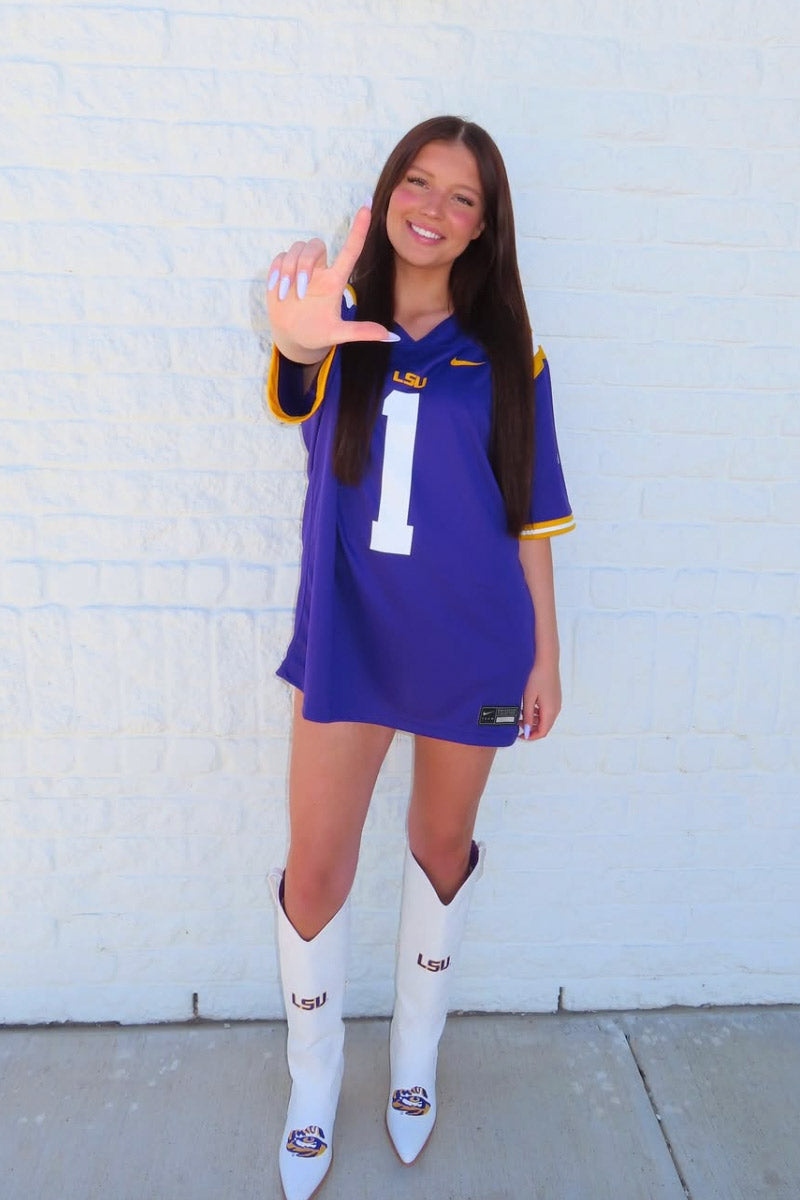 Women's LSU Tall White Boots Blair by V by Vaccari