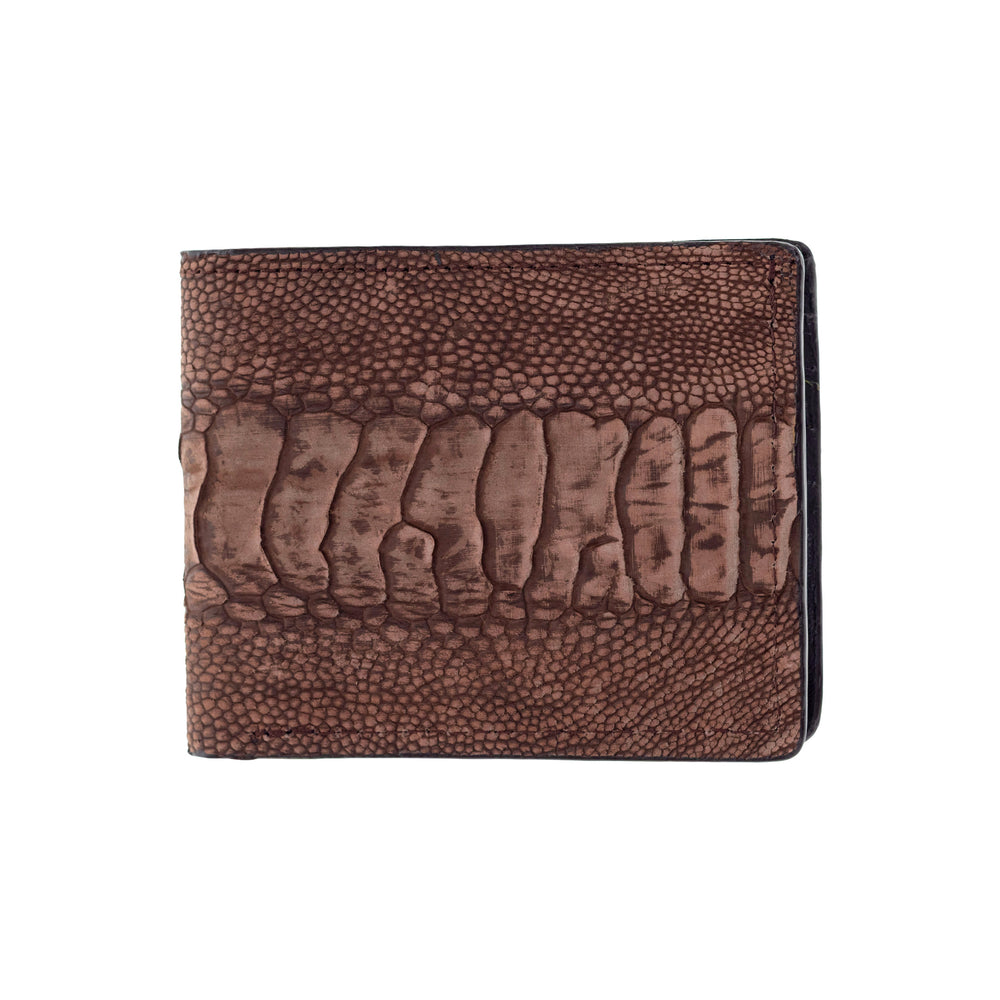 Rustic Cognac Ostrich Leg Billfold Wallet