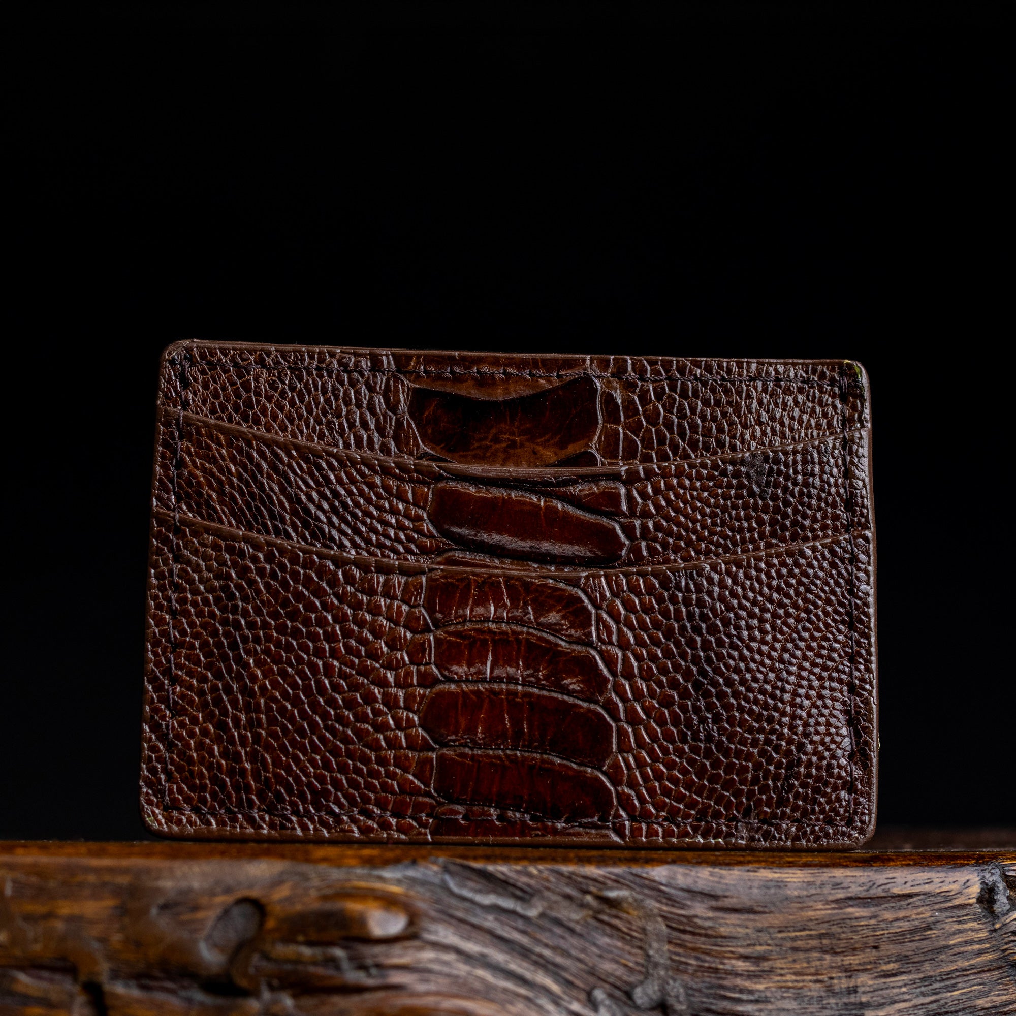 Mocha Ostrich Leg Credit Card Holder