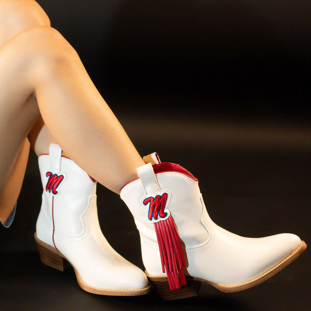 Women's University of Mississippi Bone Fringe Bootie Lucy By V By Vaccari