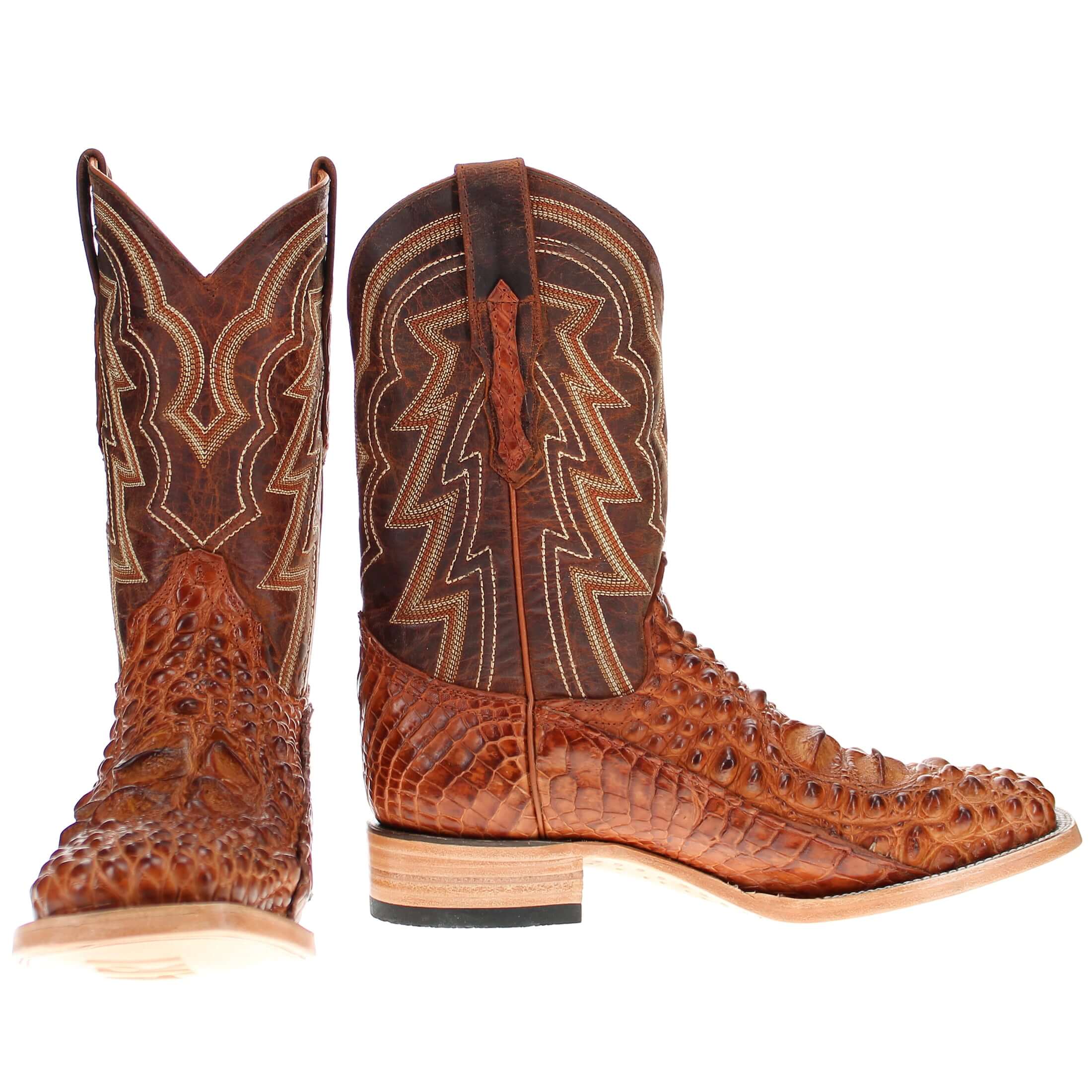 Men's Cognac Head Cut Alligator Cowboy Boots Zander Vaccari Boots