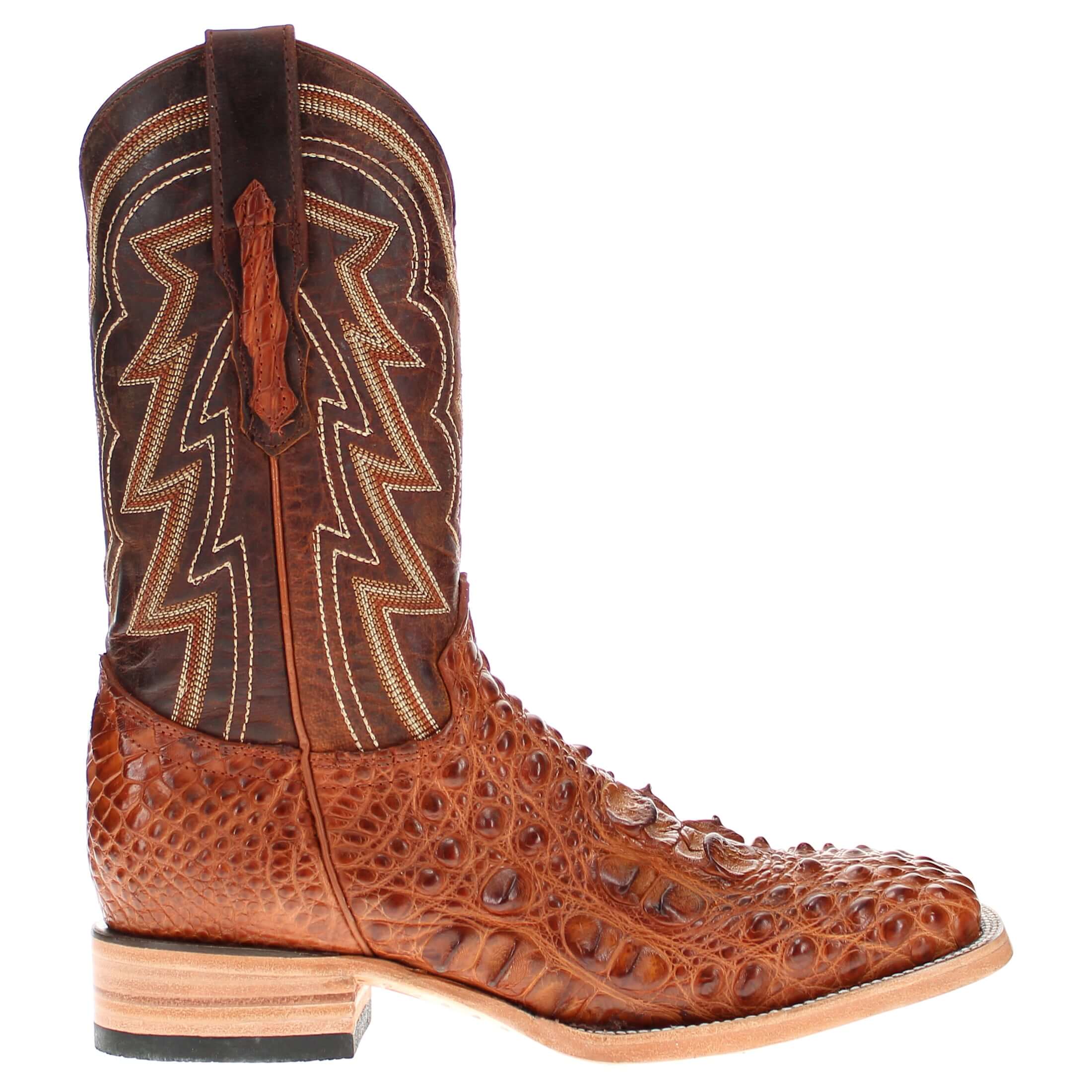 Men's Cognac Head Cut Alligator Zander Vaccari Boots