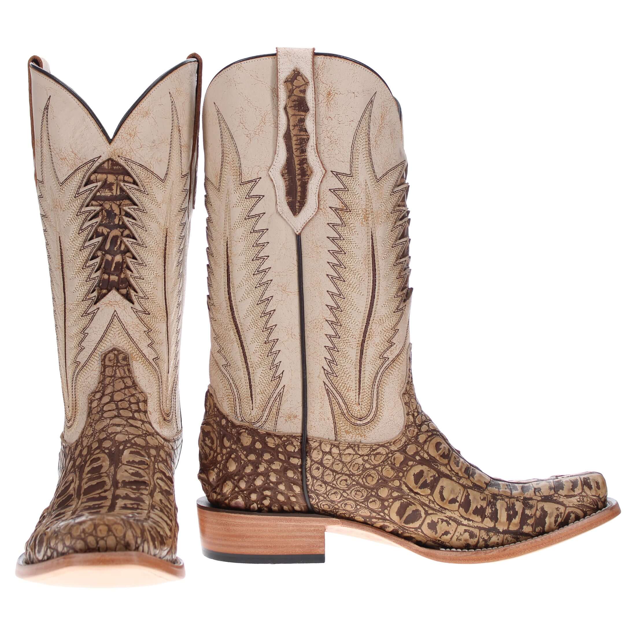 Men's Almond Head Cut Alligator Boots | Vaccari Boots