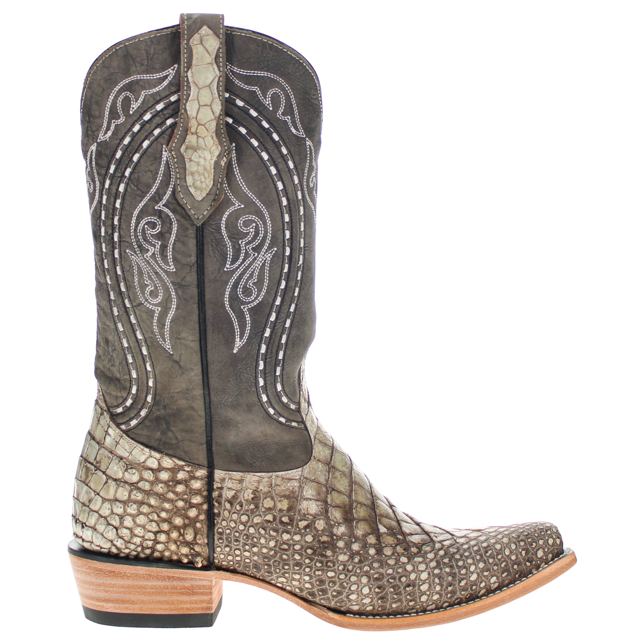 Men's Natural Angle Cut American Alligator Belly JW Toe Cowboy Boots by Vaccari