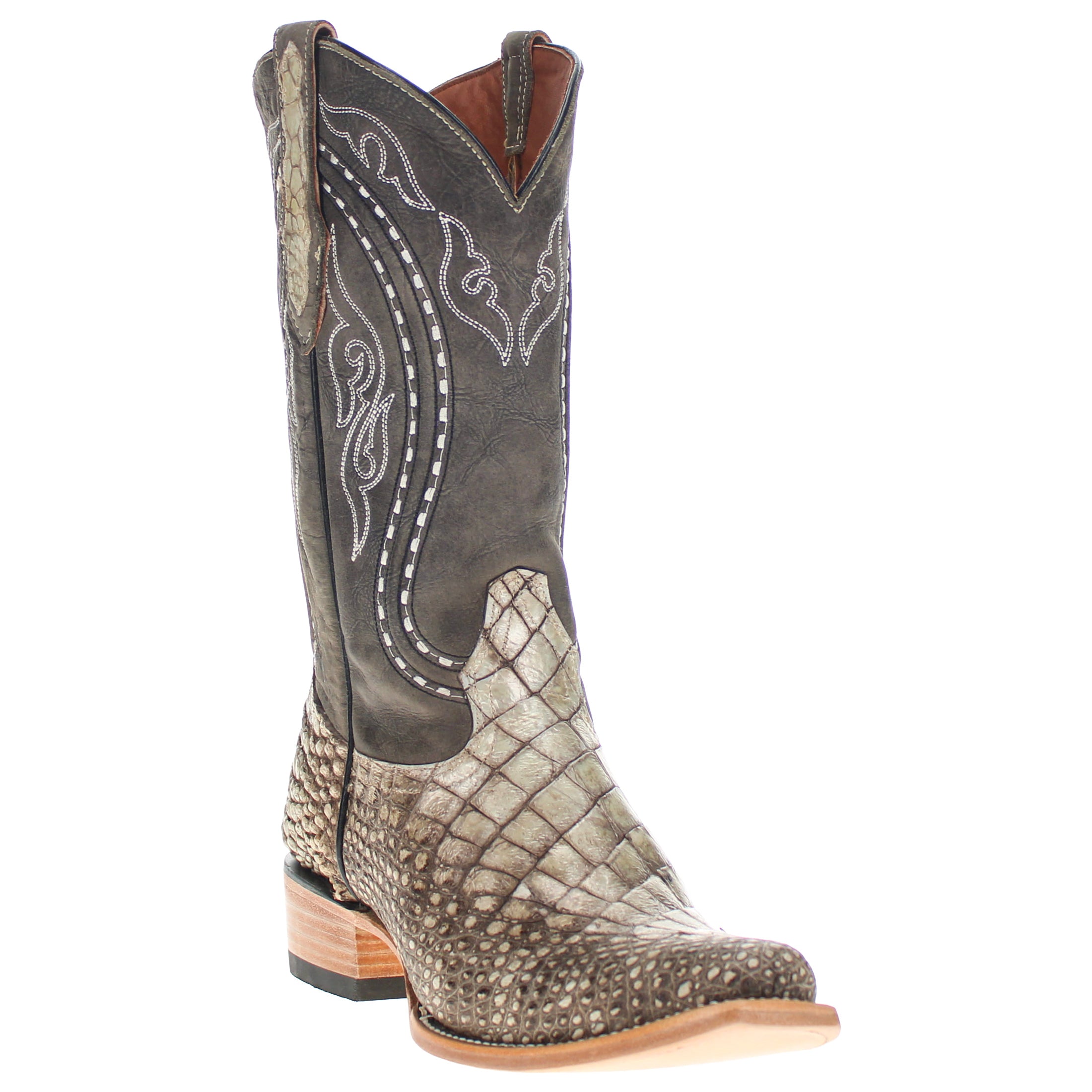 Men's Natural Angle Cut American Alligator Belly JW Toe Cowboy Boots by Vaccari
