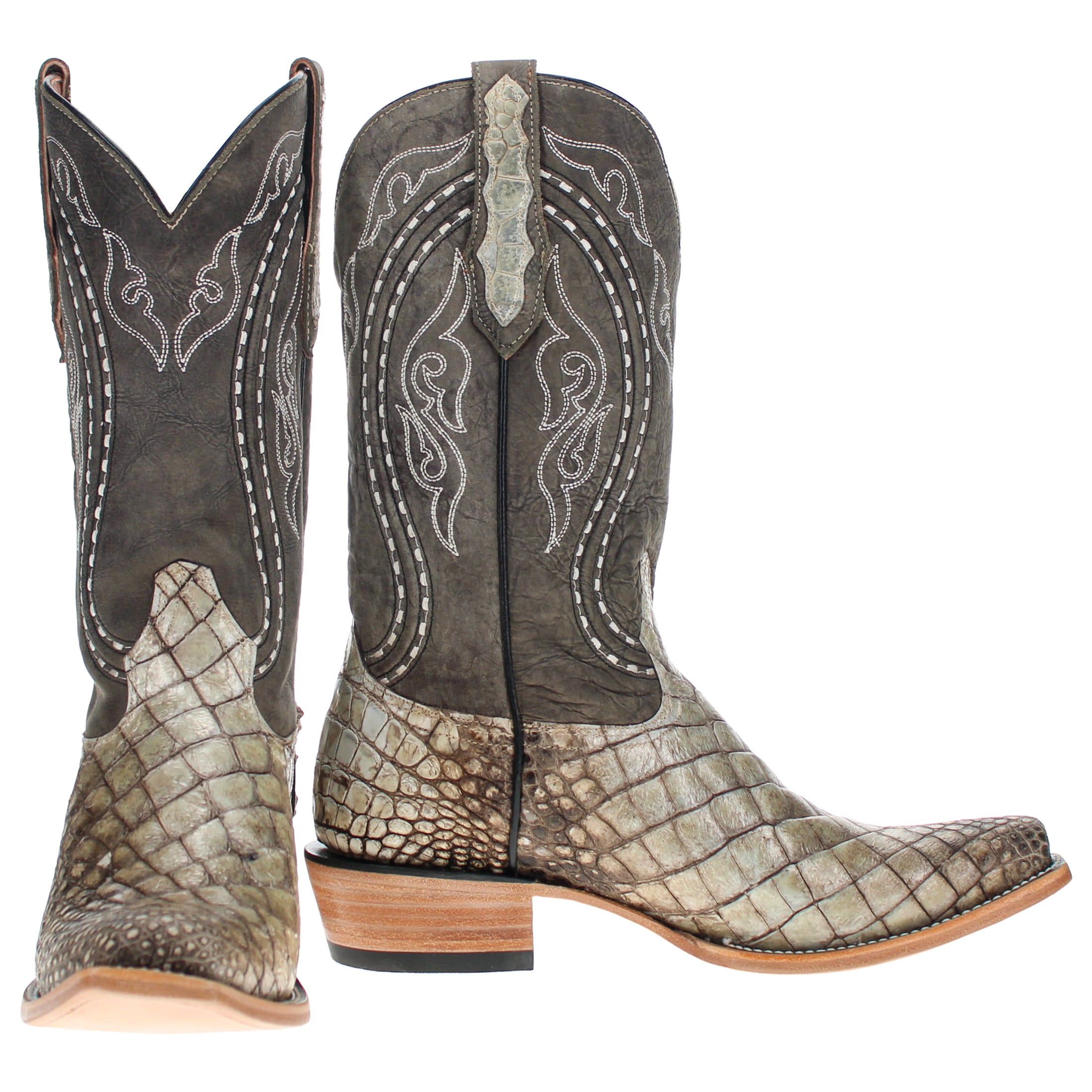 Men's Natural Angle Cut American Alligator Belly JW Toe Cowboy Boots by Vaccari