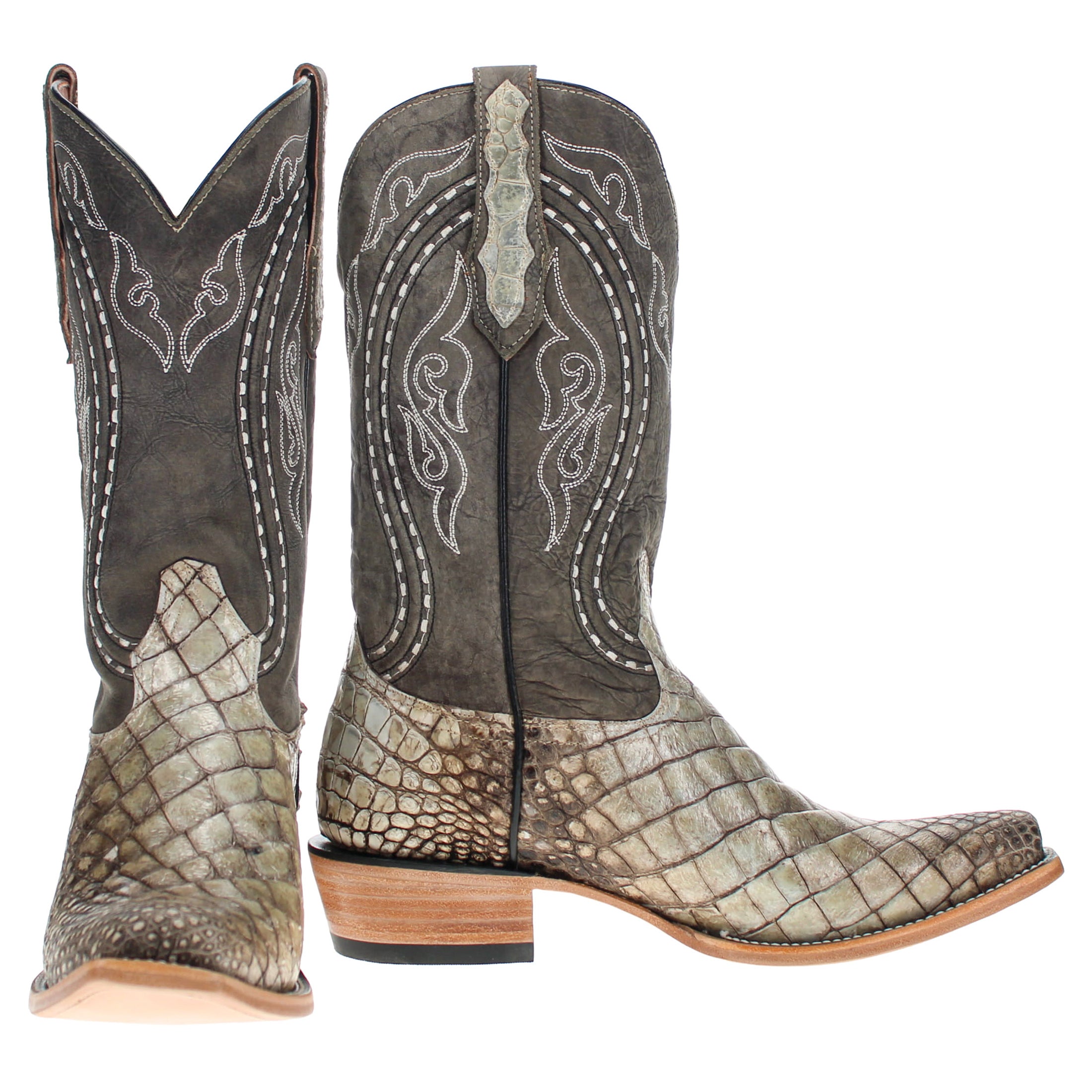 Men's Natural Angle Cut American Alligator Belly JW Toe Cowboy Boots by Vaccari