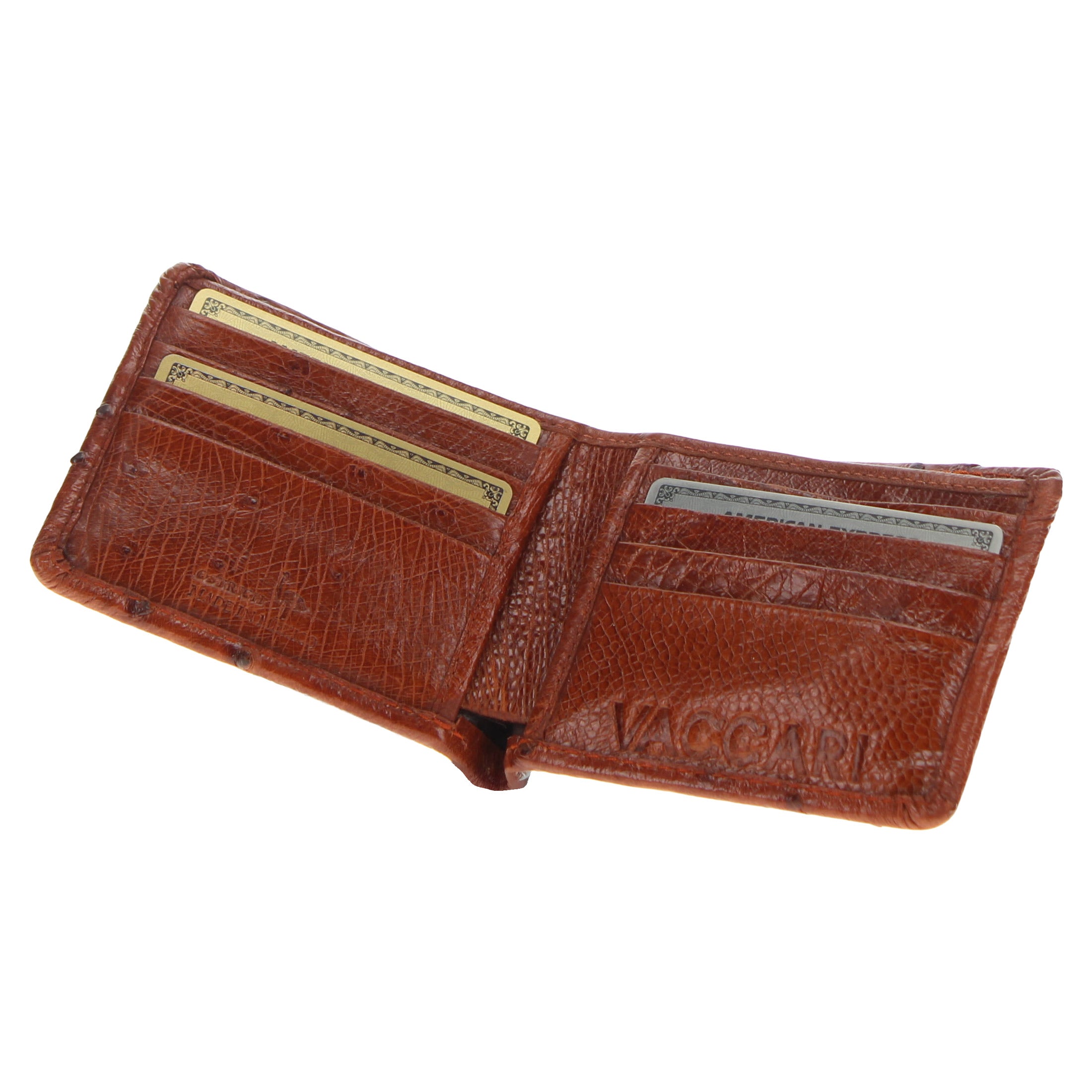 Cognac Ostrich Leather Wallet