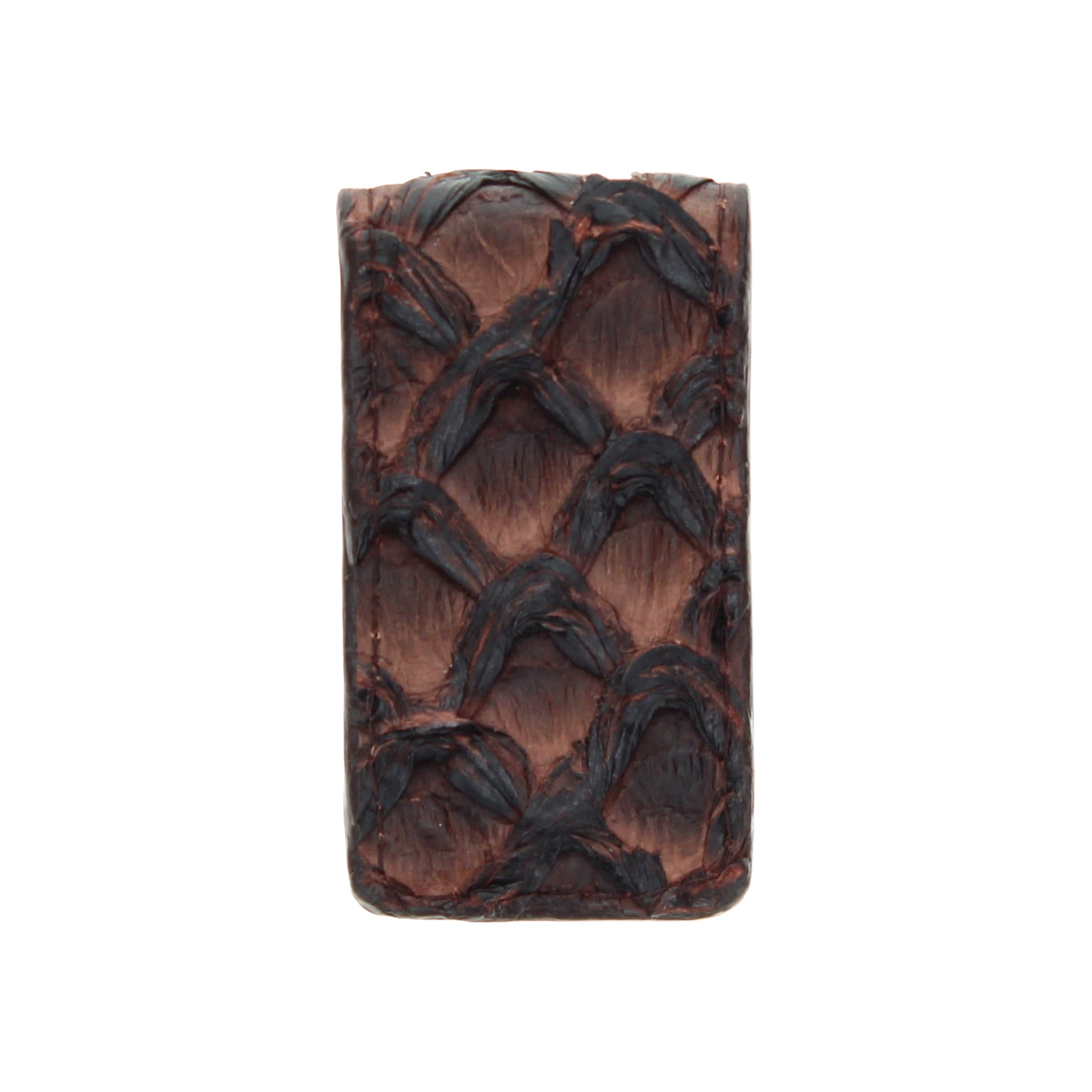 fish leather accessories Men's Mocha Pirarucu Fish Money Clip