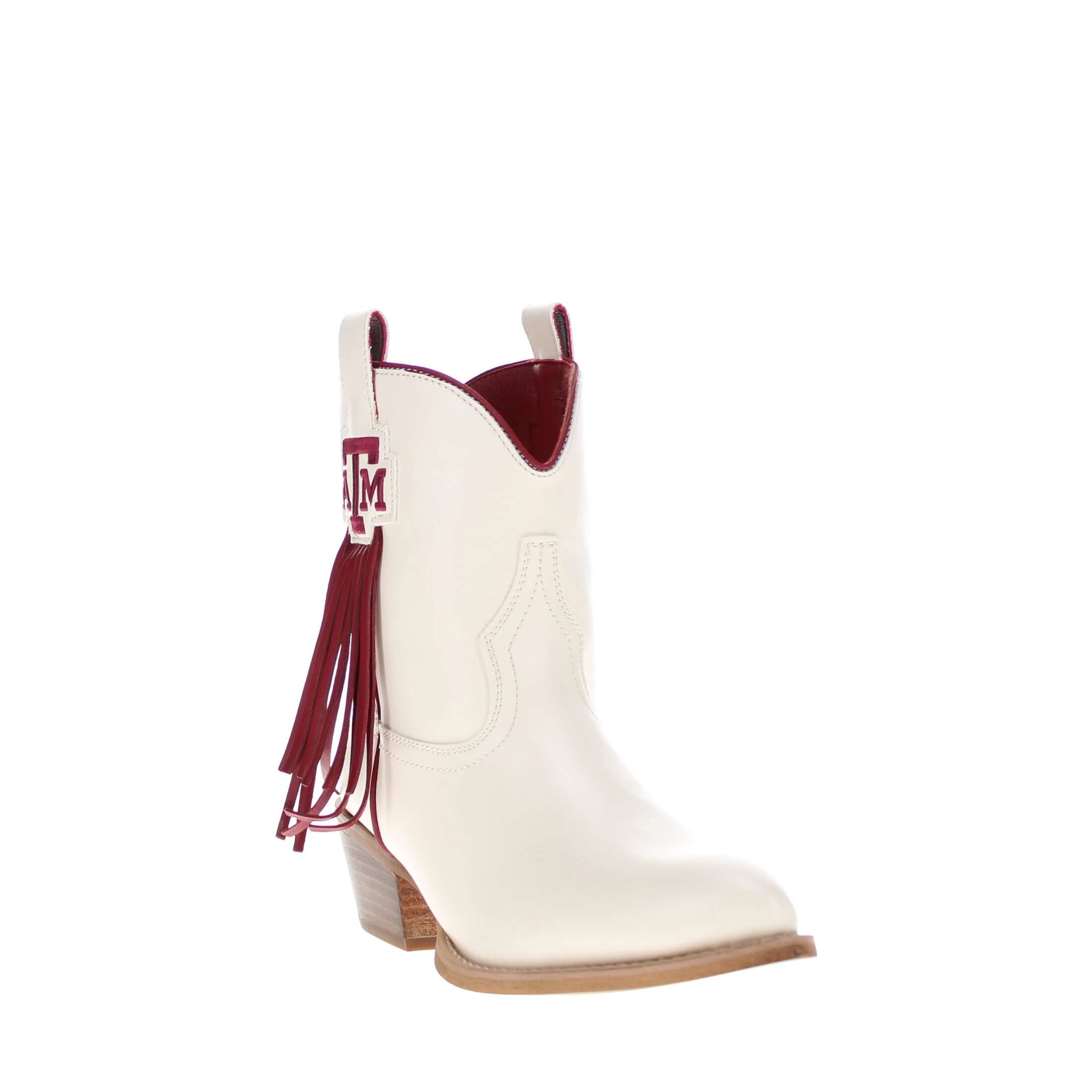 Women's Texas A&M University Bone Fringe Bootie Lucy By V By Vaccari