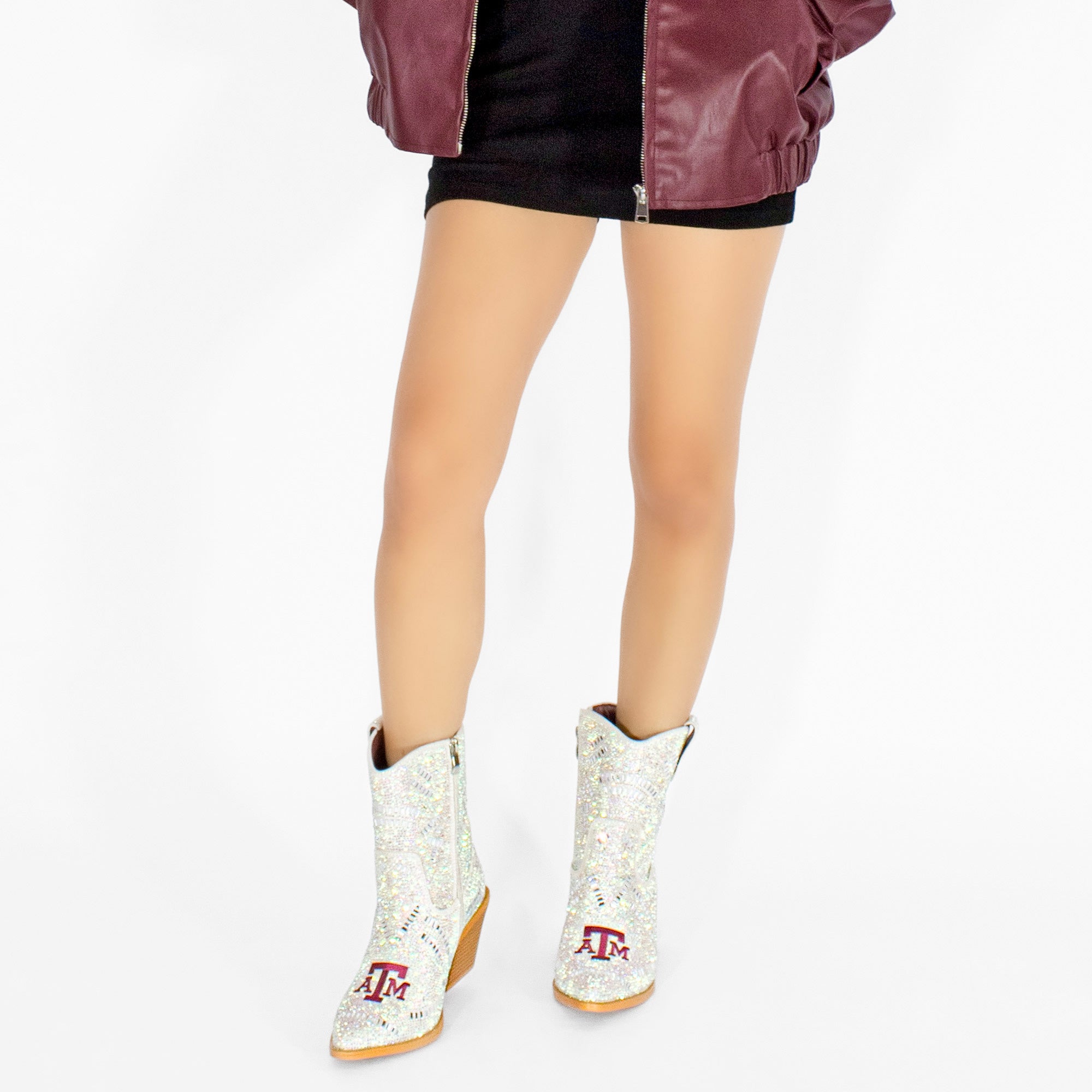 Women's Texas A&M University Natural Bling Cowgirl Booties Jade by V by Vaccari