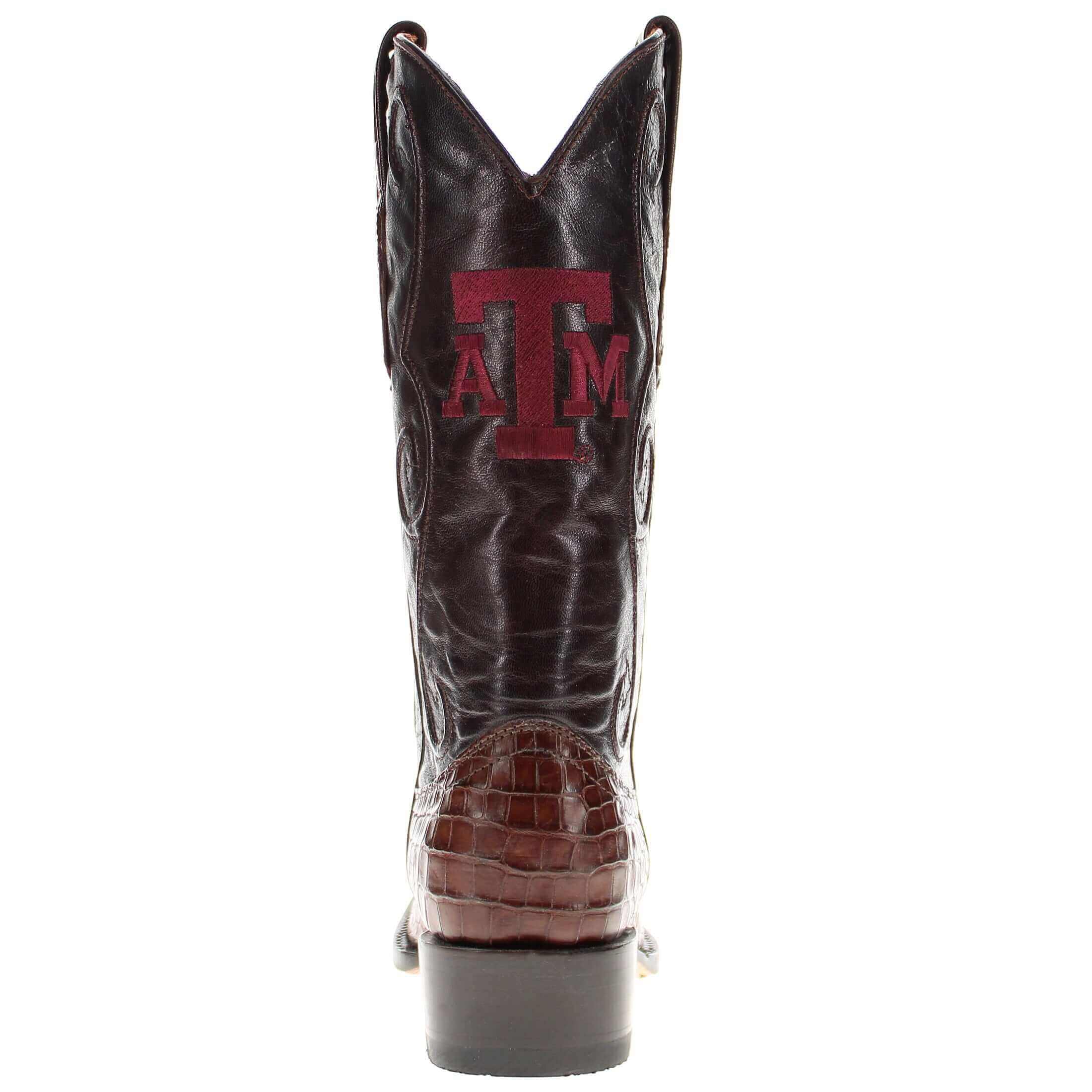 Men's Texas A&M Aggies Brown American Alligator Belly Cowboy Boots James by Vaccari #select-a-toe_jw