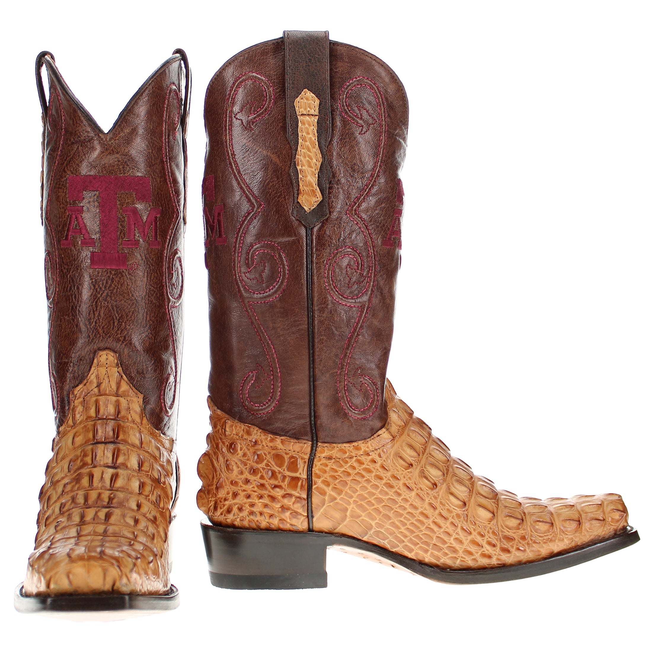 Men's Texas A&M University Tan Hornback Alligator Boots by Vaccari