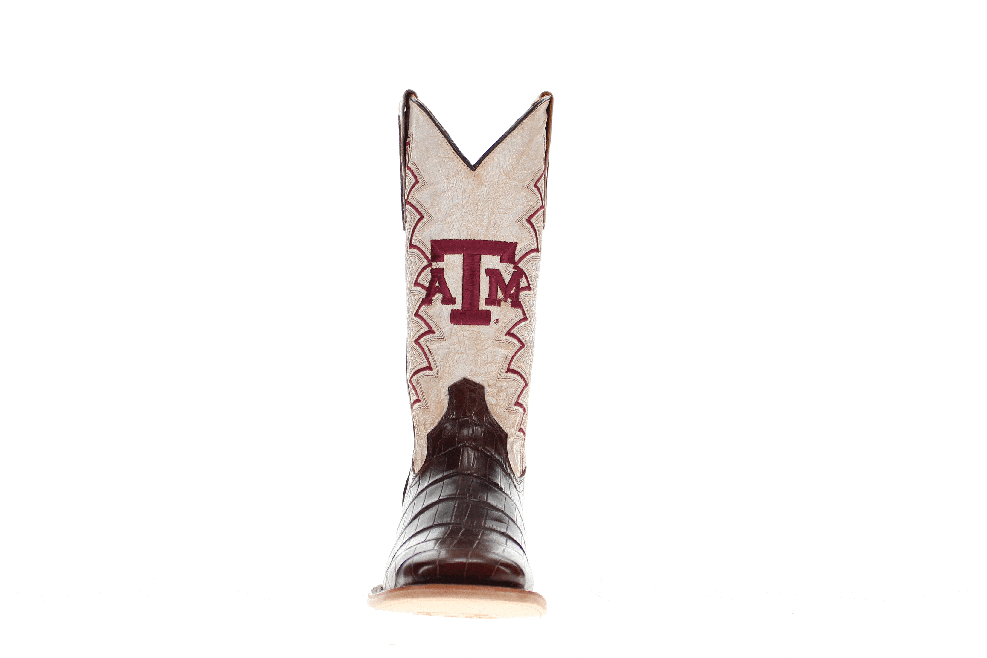 Men's Texas A&M Aggies Brown Square Toe American Alligator Cowboy Boots Parker by Vaccari