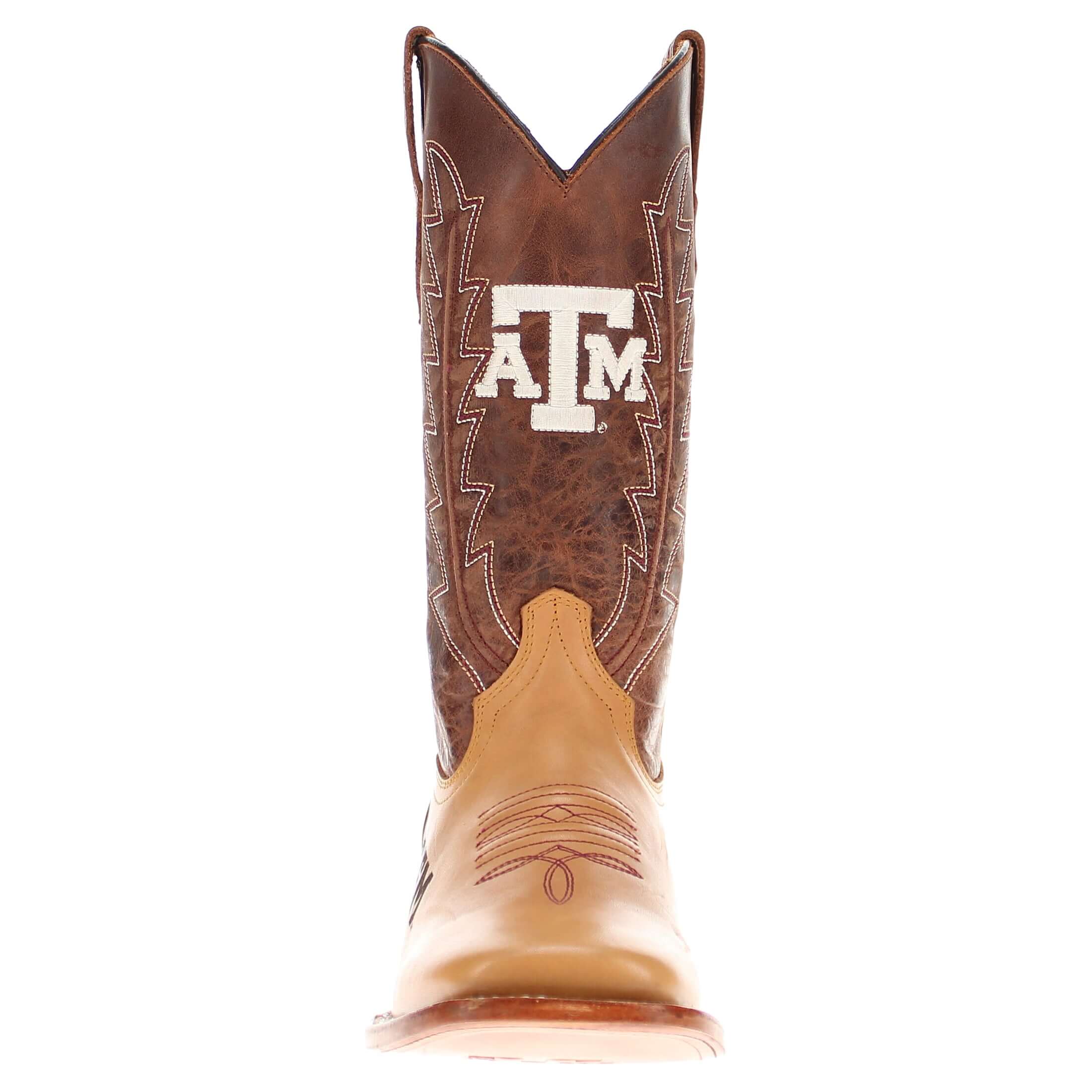 Men's University of Texas A&M Lasered Vamp Tan Cowboy Boots by Vaccari