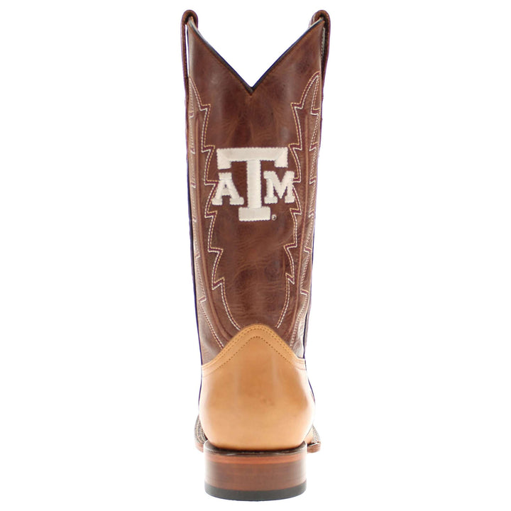 Men's University of Texas A&M Lasered Vamp Tan Cowboy Boots by Vaccari