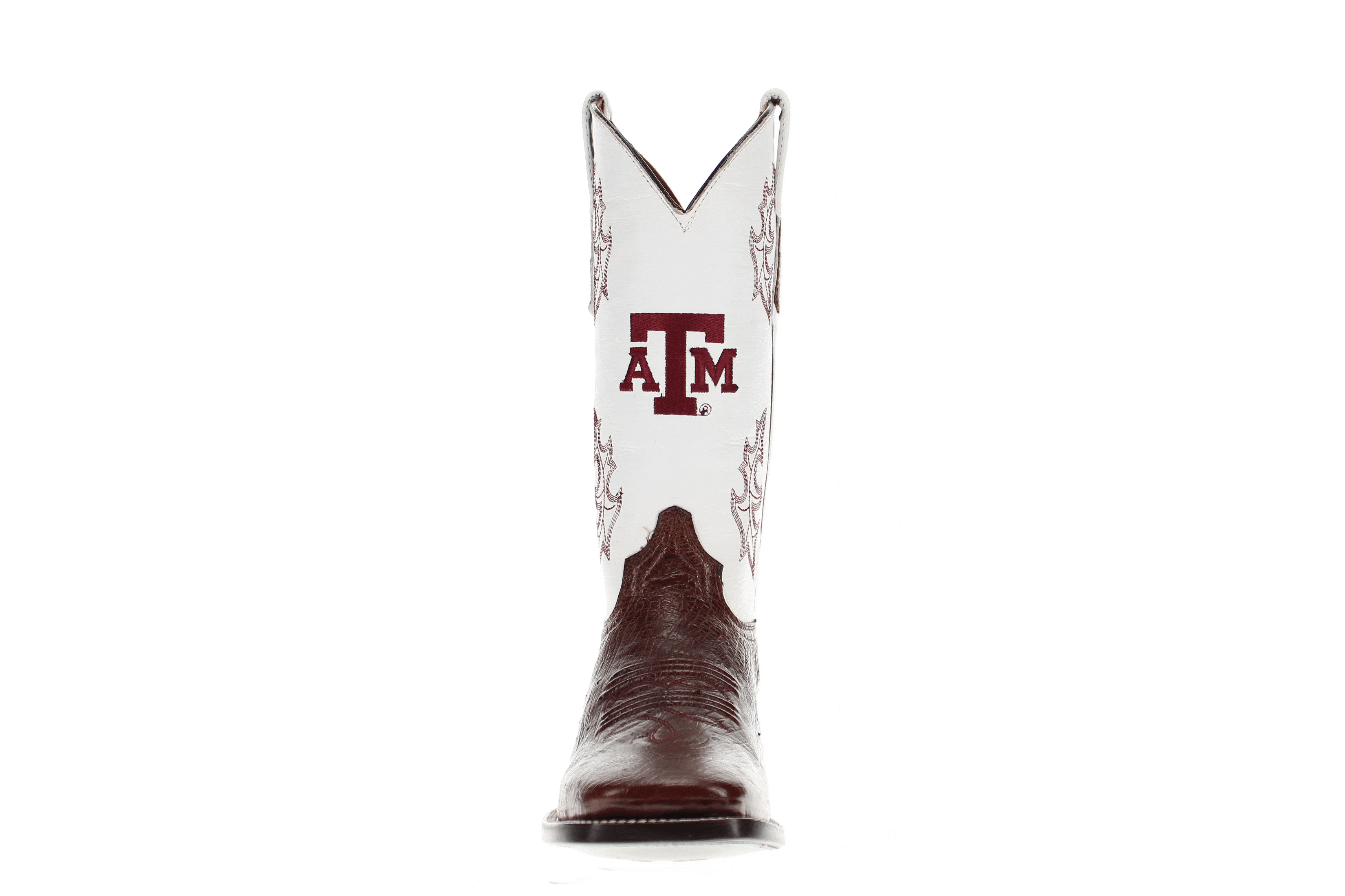 Men's University of Texas A&M Aggies Cowboy Boots | Mocha Broad Square/JW Smooth Ostrich Boots | Officially Licensed | Brooks #select-a-toe_square
