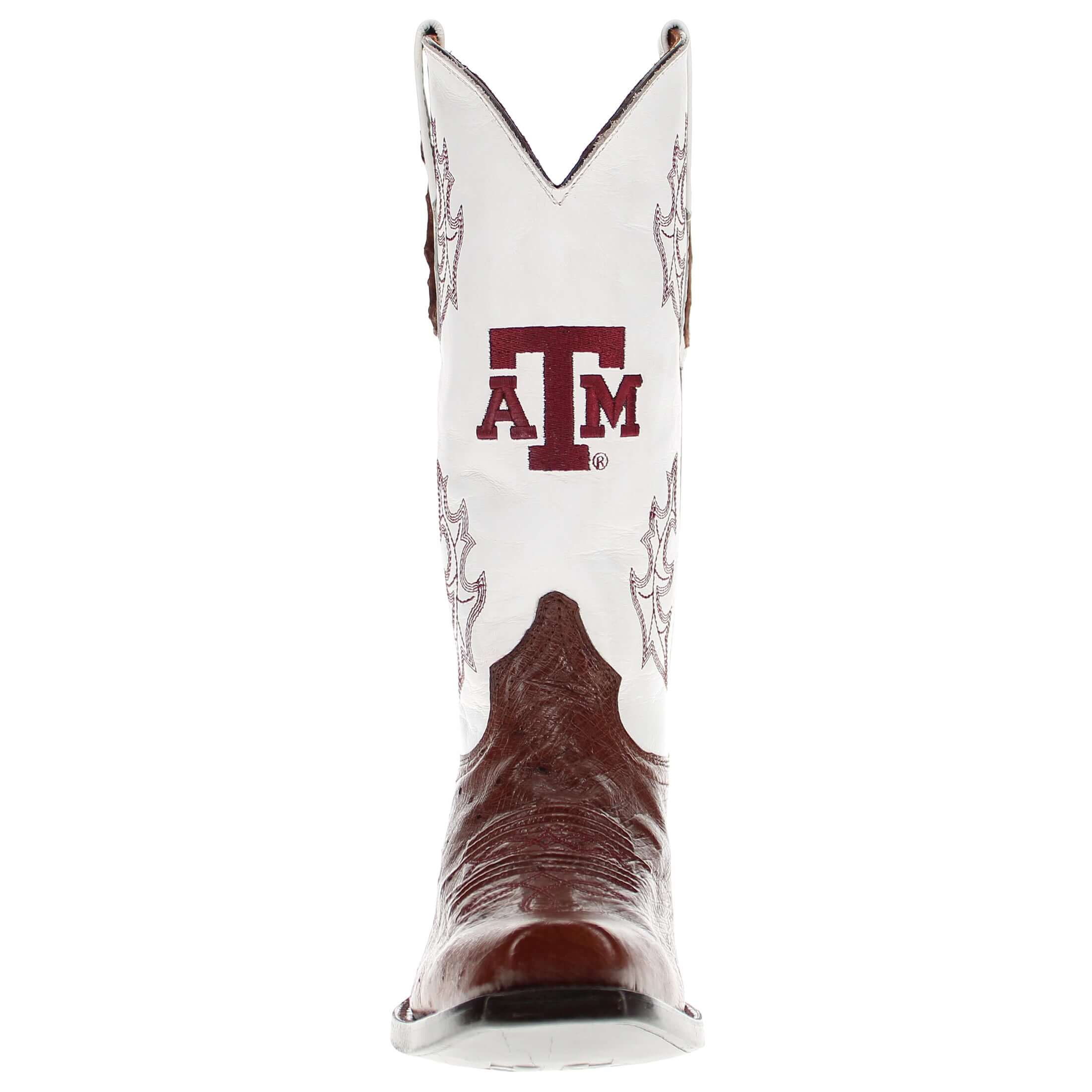 Men's University of Texas A&M Aggies Cowboy Boots | Mocha Broad Square/JW Smooth Ostrich Boots | Officially Licensed | Brooks #select-a-toe_jw
