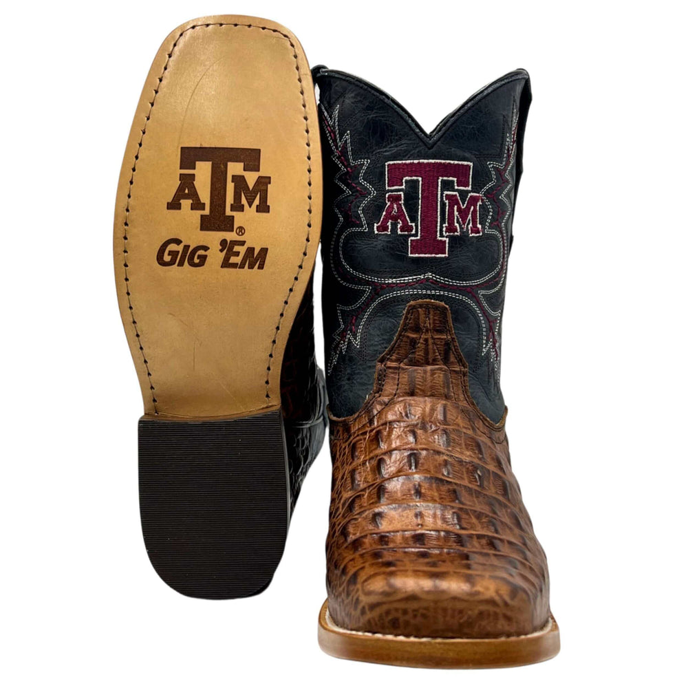 kids texas a&m aggies cowboy boots brown hornedback print Hudson