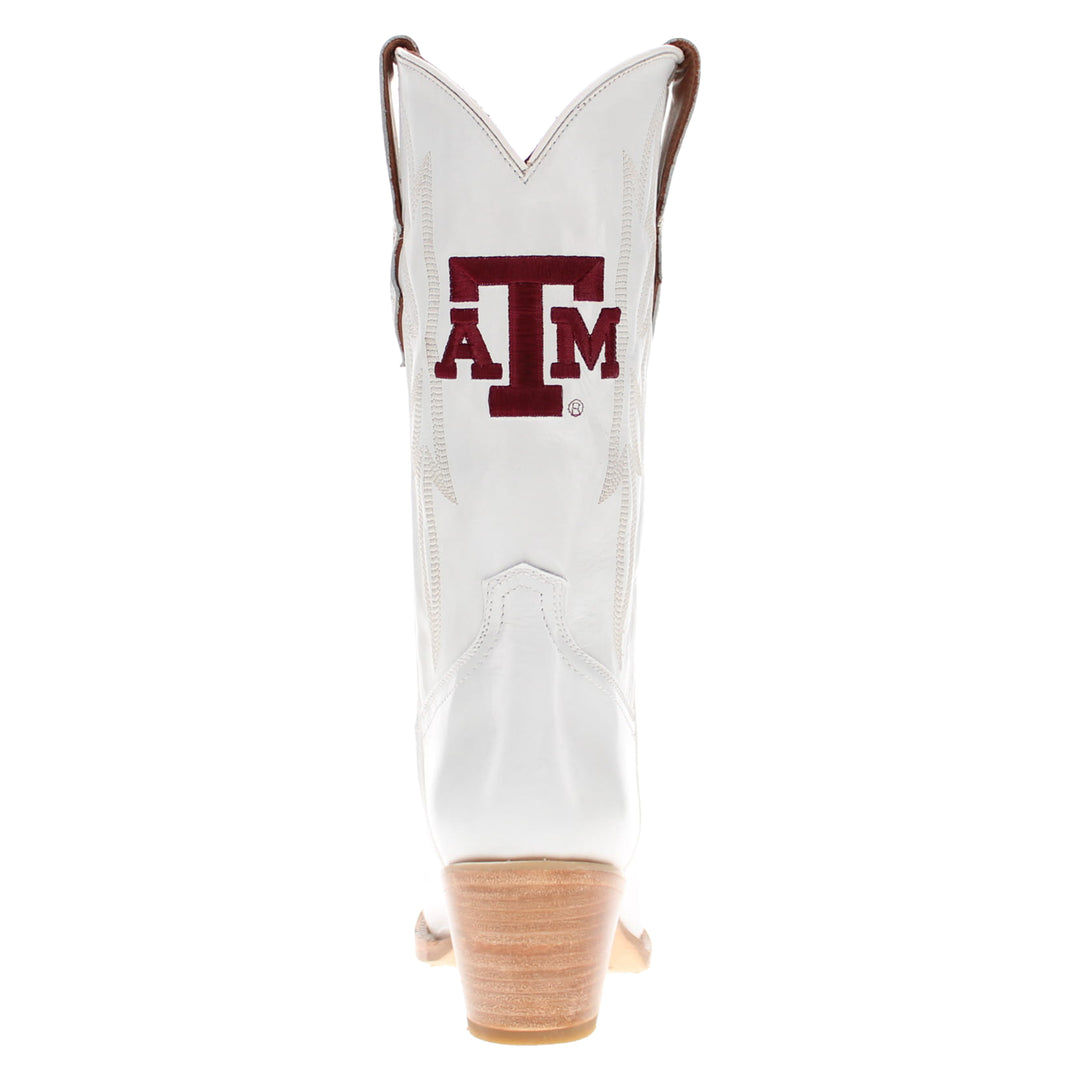 Women's Texas A&M Aggies All White Pointed Toe Cowgirl Boots Leighton Vaccari University