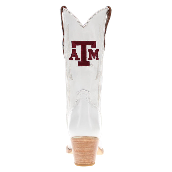 Women's Texas A&M Aggies All White Pointed Toe Cowgirl Boots Leighton Vaccari University