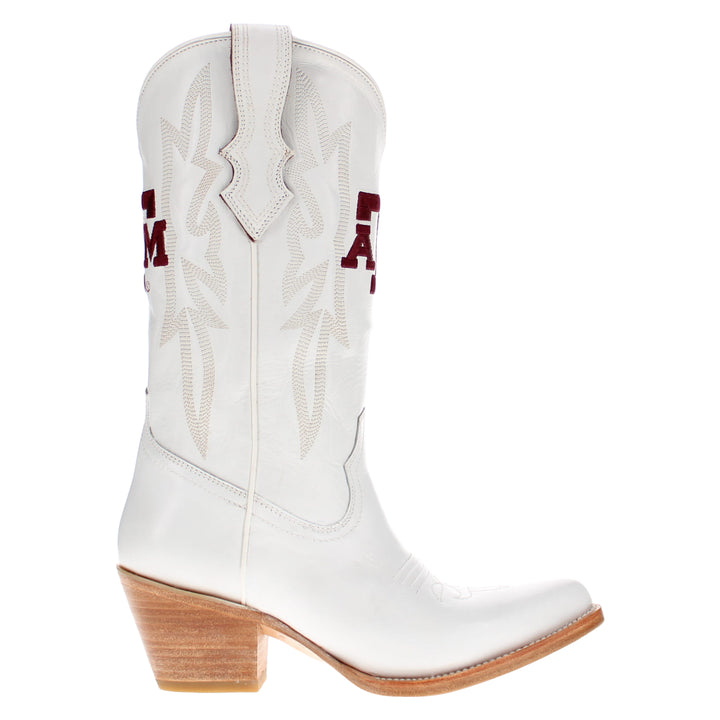 Women's Texas A&M Aggies All White Pointed Toe Cowgirl Boots Leighton Vaccari University
